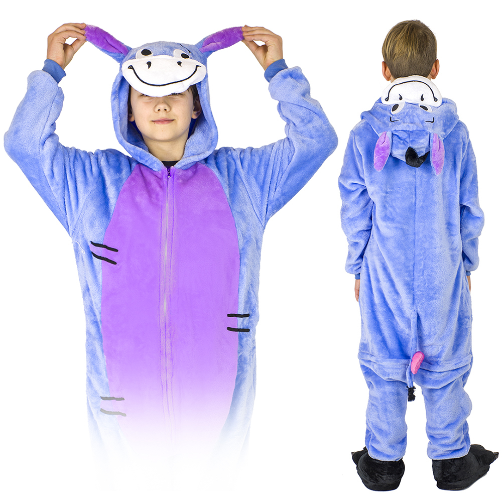 OSLÍK PYŽAMO JEDNODIELNA KOMBINÉZA ONESIE TEPLÁKY NA ZIPS OBLEČENIE 98-104