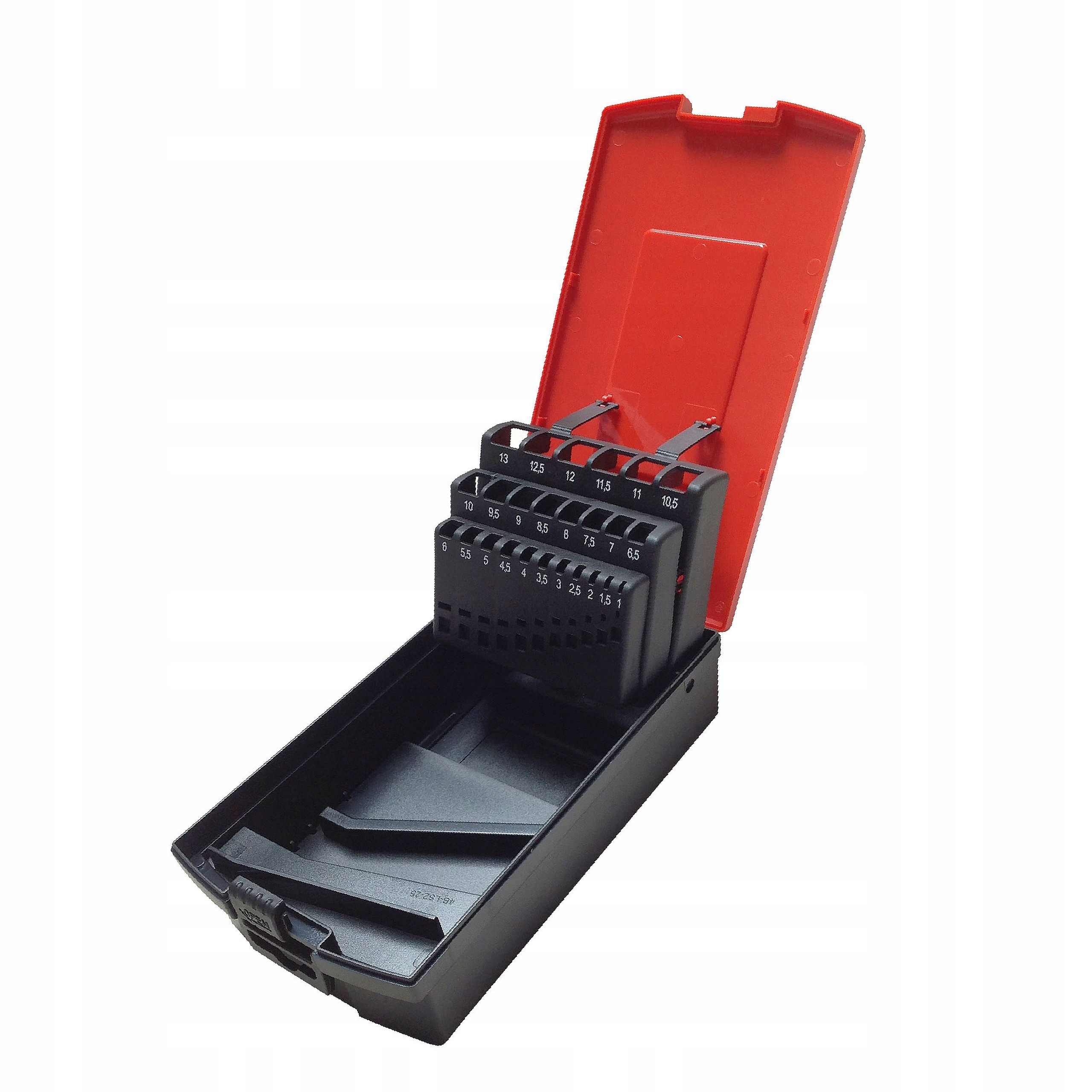 

kaseta na wiertła 1-13 mm na 25 wierteł red-black