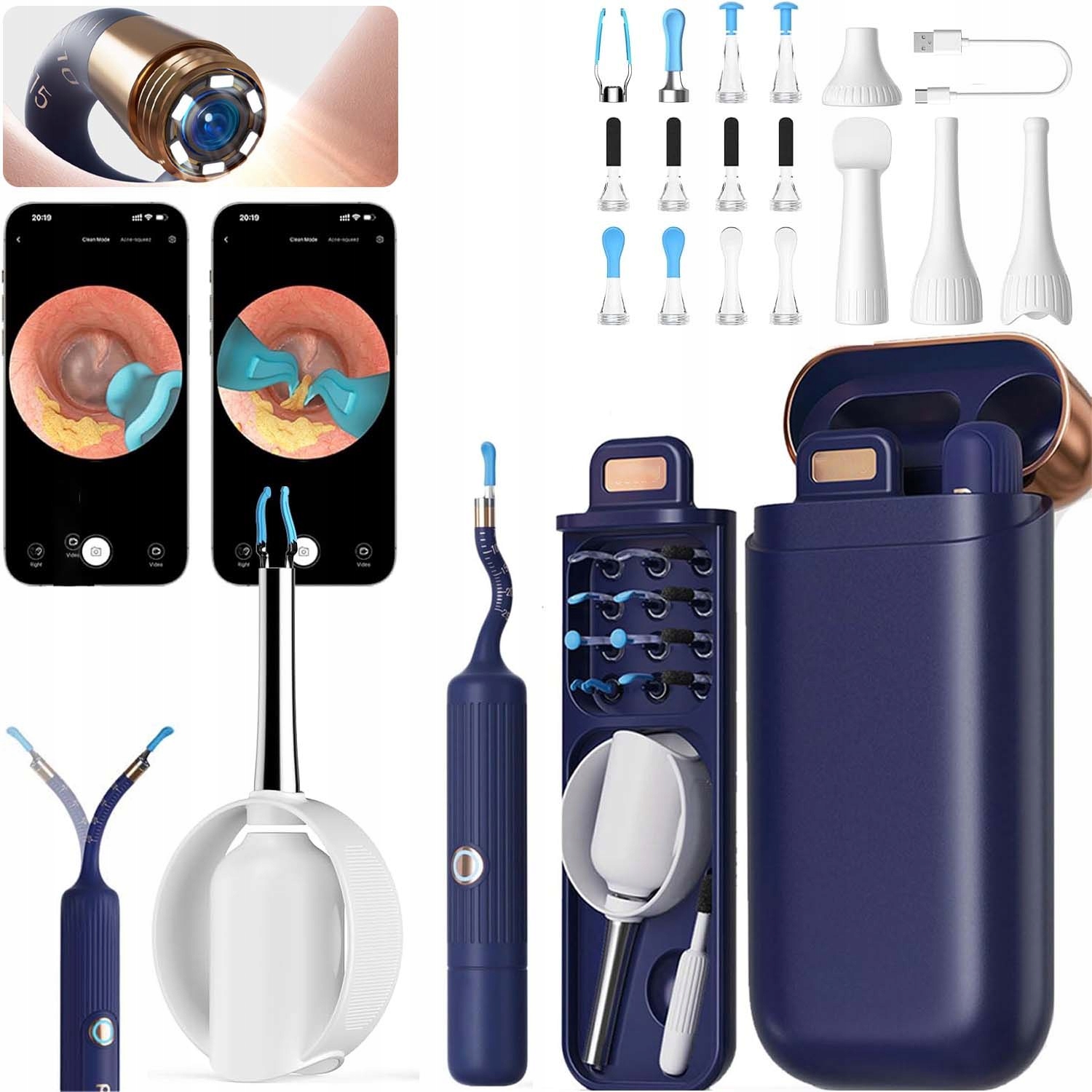 Smart Otoskop Do Czyszczenia Uszu Narzędzia Zestaw Endoskop Z 5CZYSZCZĄCYCH