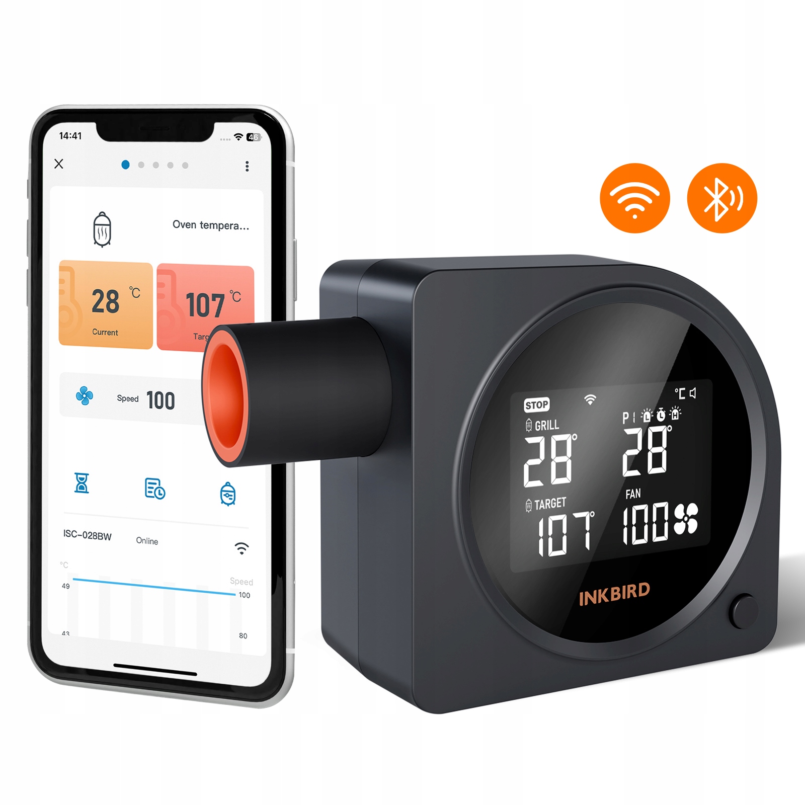 Inkbird Kontroler Temperatury Grilla ISC-028-BW WiFi z 5 Sondami