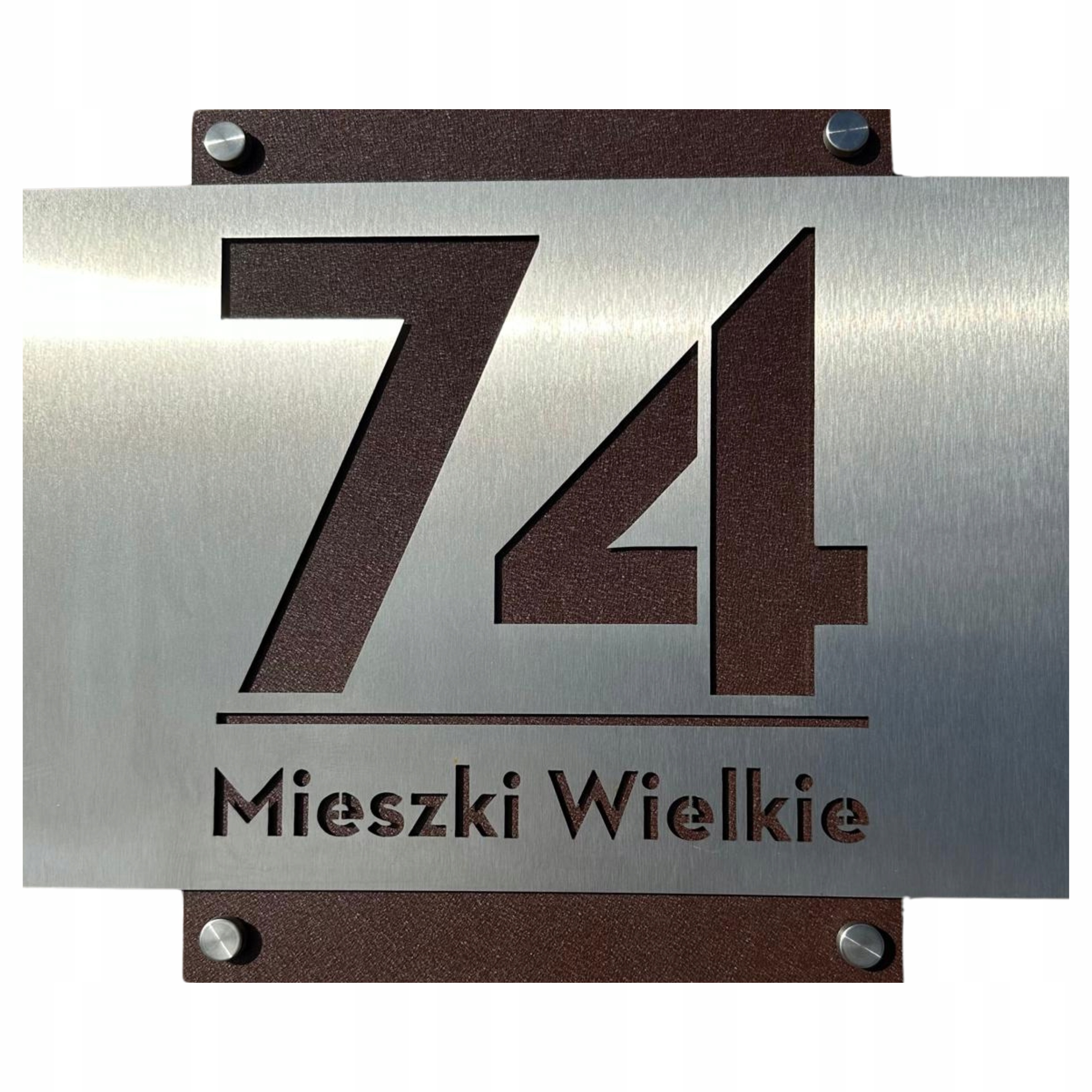 Adresní štítek Nerezová Ocel (laser) s číslem domu, hnědý, 20x30