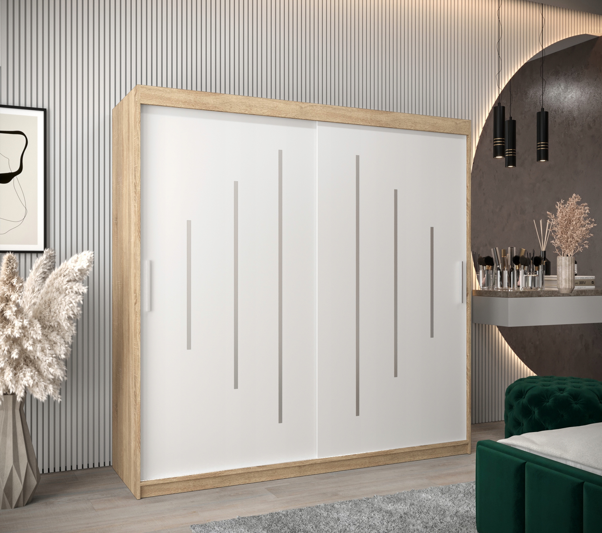 Szafa przesuwna garderoba YORK 200 cm Kolor frontów biały