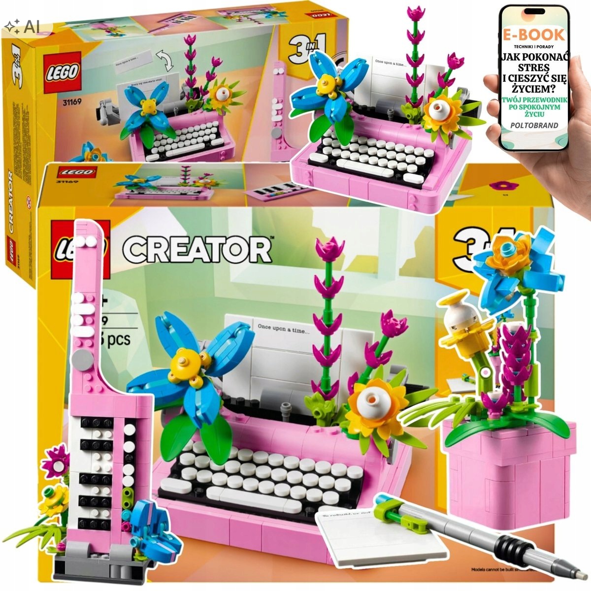 Lego Kwiaty Creator 3w1 Maszyna Pisania Dla Dziecka EBOOK-1