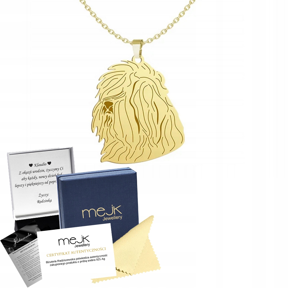 Zlatý náhrdelník se psem Staroanglický ovčák Bobtail 925 Dárek Gravírování