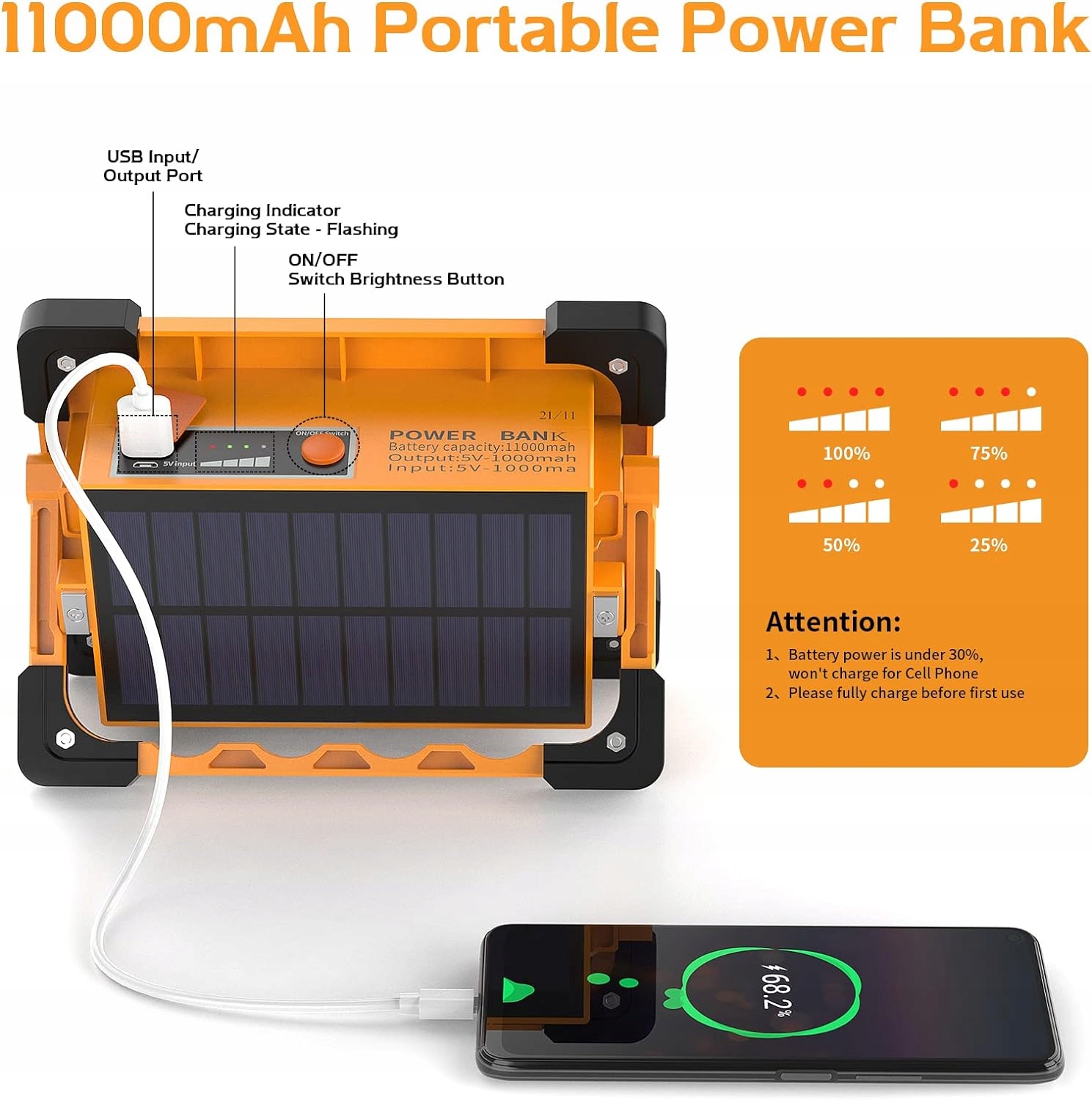 LAMPA SAMOCHODOWA ROBOCZA TURYSTYCZNA HALOGEN LED SOLARNA GŁOŚNIK BLUETOOTH Kod producenta C-05