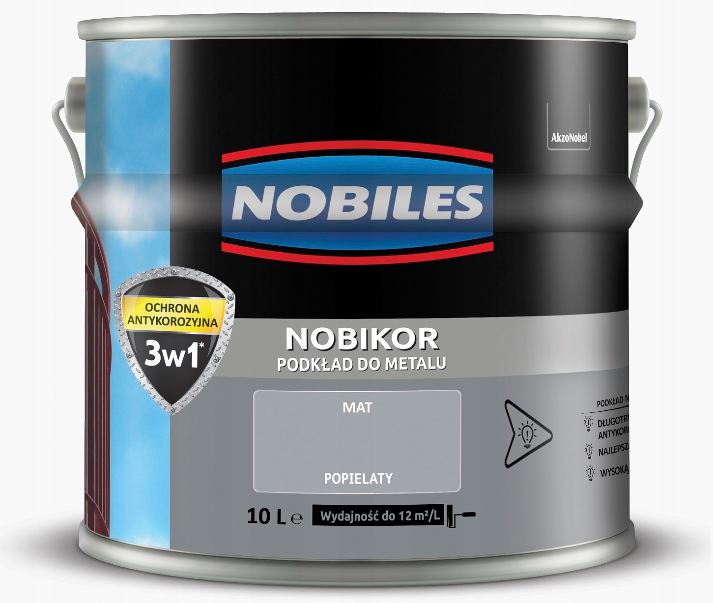 Podkład antykorozyjny do metalu Nobiles Nobikor Popielaty 10L