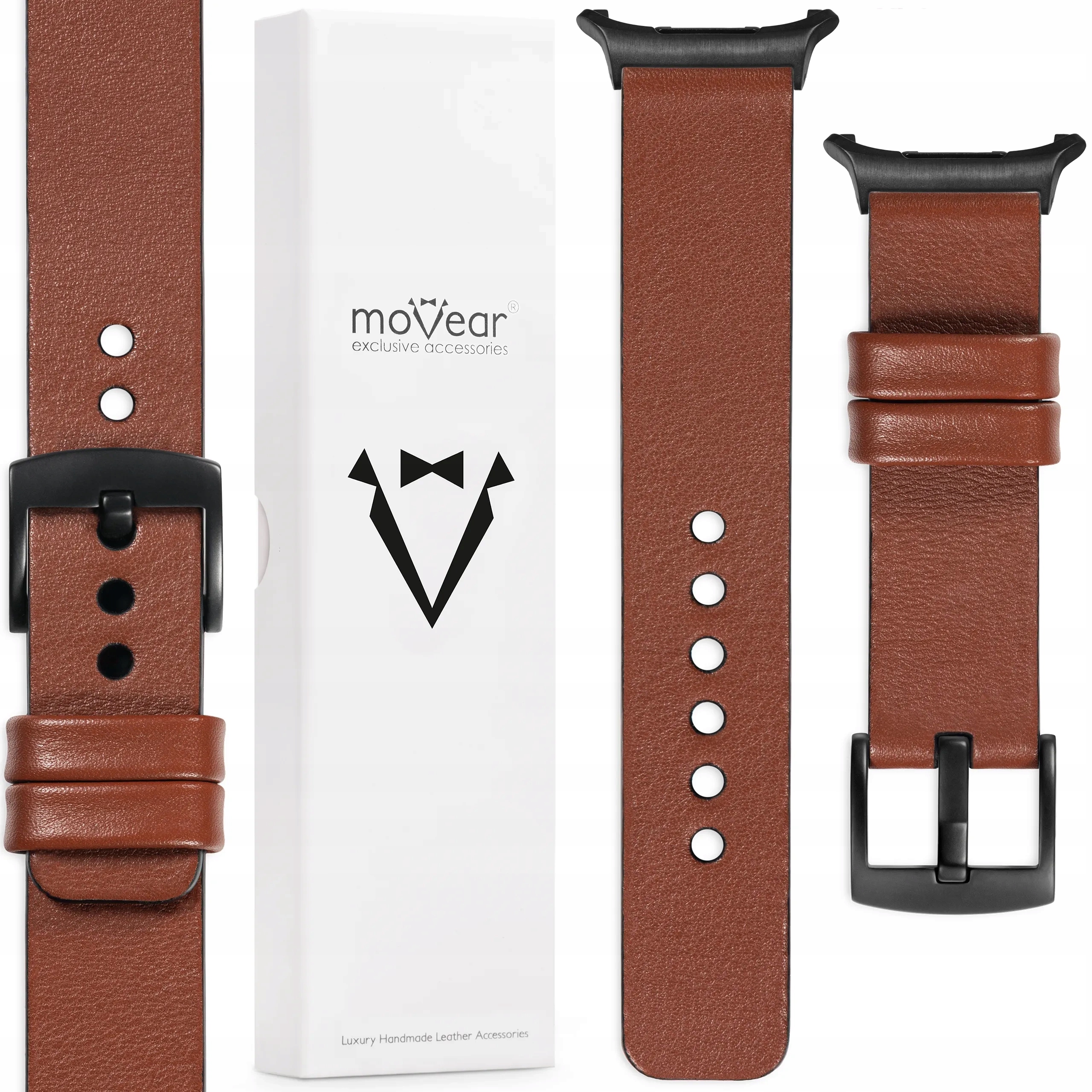 Kožený řemínek pro Samsung Galaxy Watch Ultra 22 mm Hnědý elegantní Movear