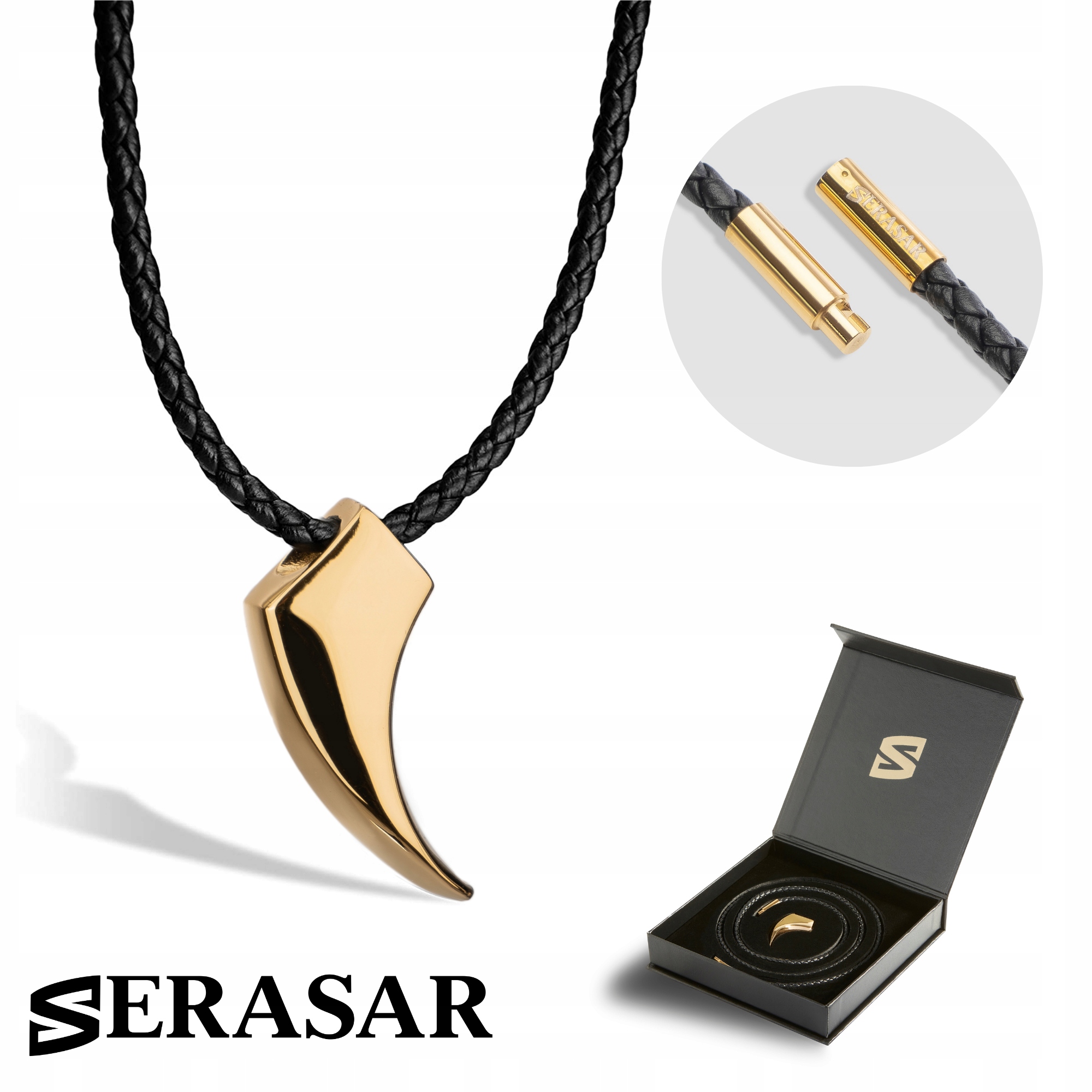 Pánský kožený náhrdelník [Wolf] Zlatý