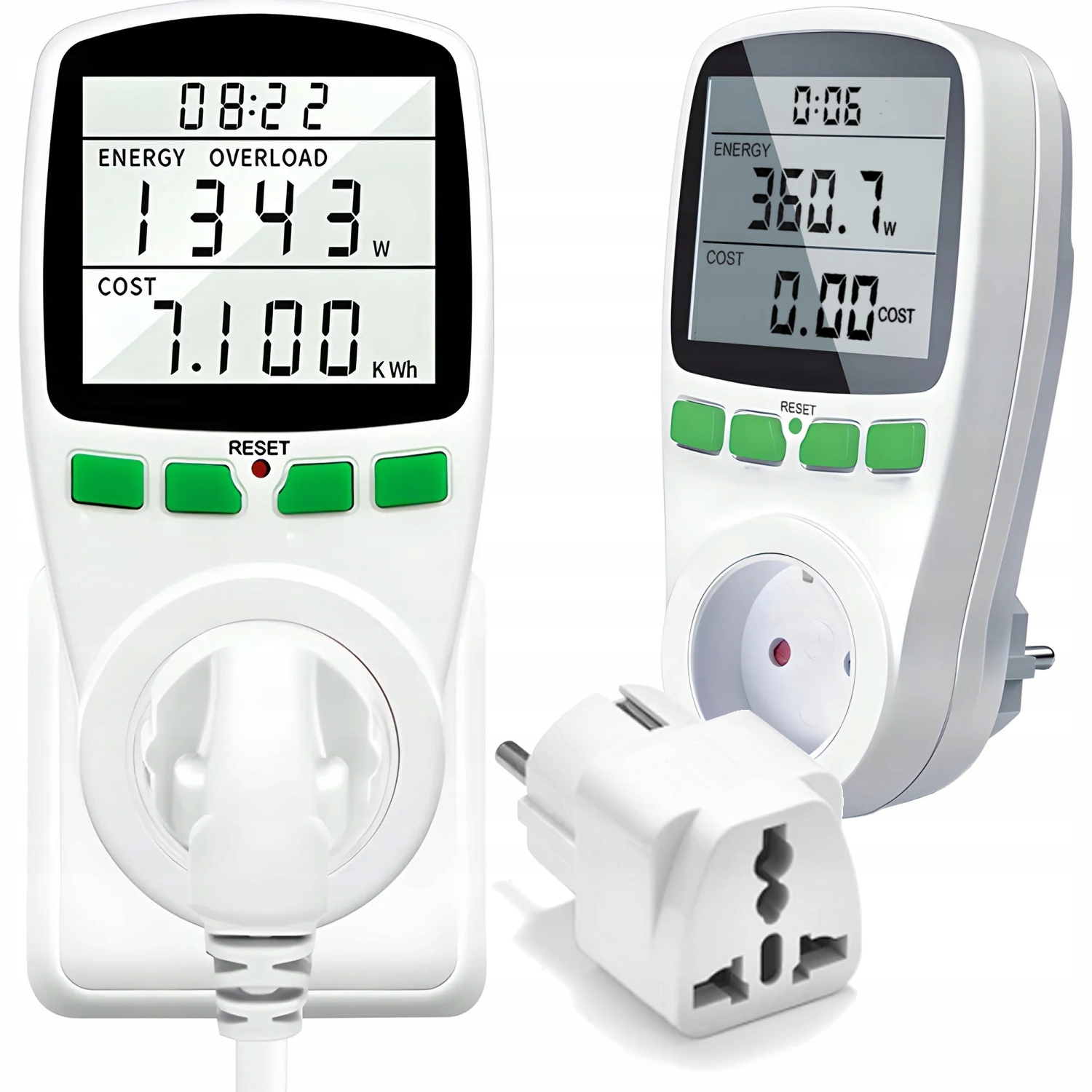 WATOMIERZ MIERNIK ENERGII ELEKTRYCZNEJ LICZNIK ZUŻYCIA PRĄDU DO GNIAZD LCD