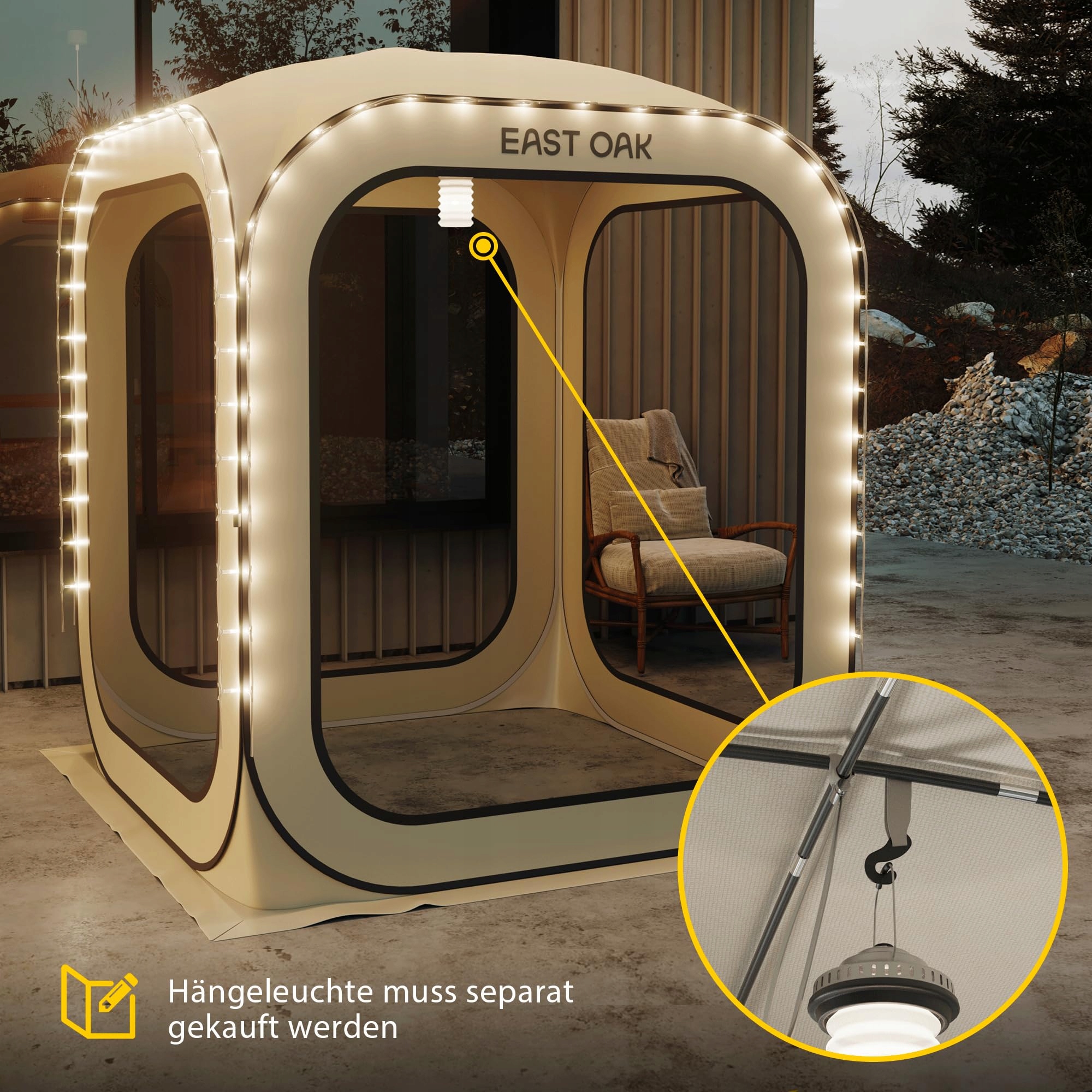 EAST OAK Namiot Pop Up 2-3 Osoby Camping Ogród Taras Wodoodporny UV 50+ — miniatura 6