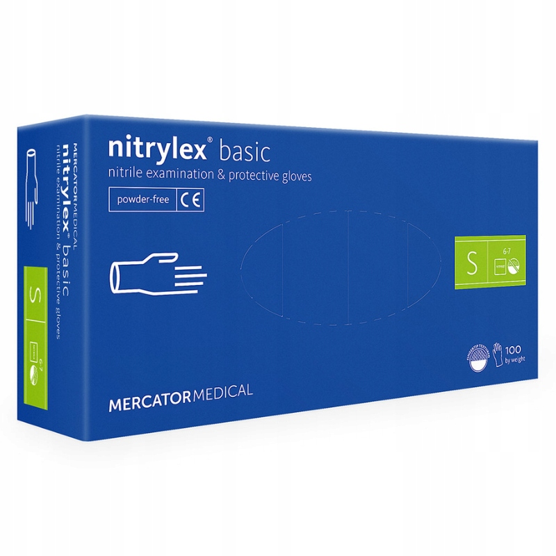 Rękawiczki NITRYLOWE MERCATOR NITRYLEX BASIC niebieskie r.S 100 szt. Model Mercator basic dark blue