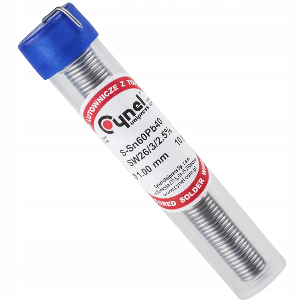 CYNA Z TOPNIKIEM 1MM FIOLKA CYNEL DO LUTOWANIA