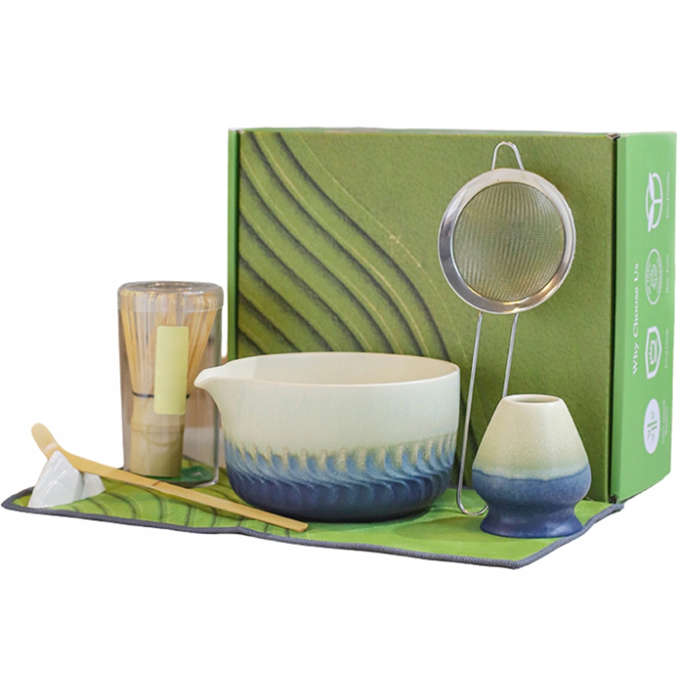 Zestaw Do Robienia Matchy 7 Elementów Bambusowy Z Ceramiczną Misą