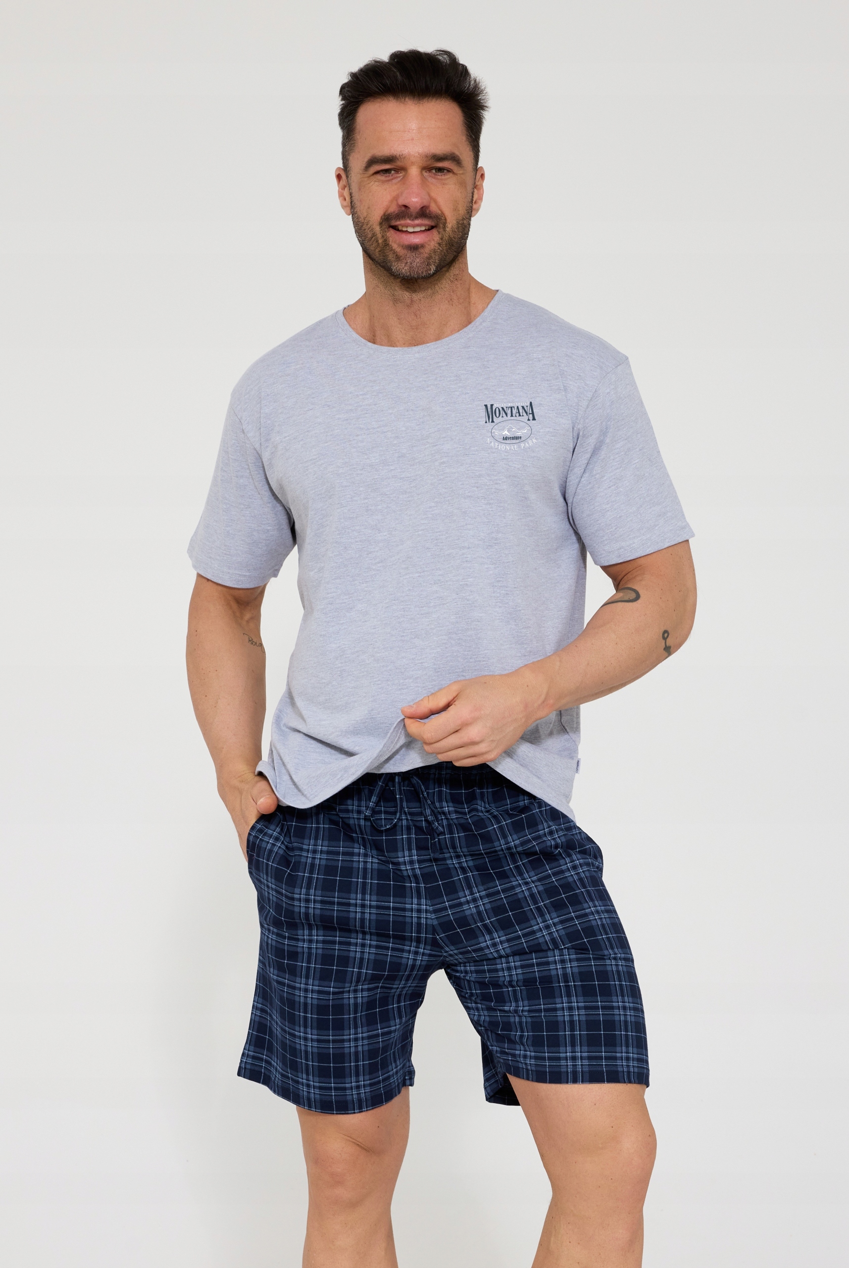 Pánské Pyžamo 328/214 Montana 3 Kr XXL šedý melír