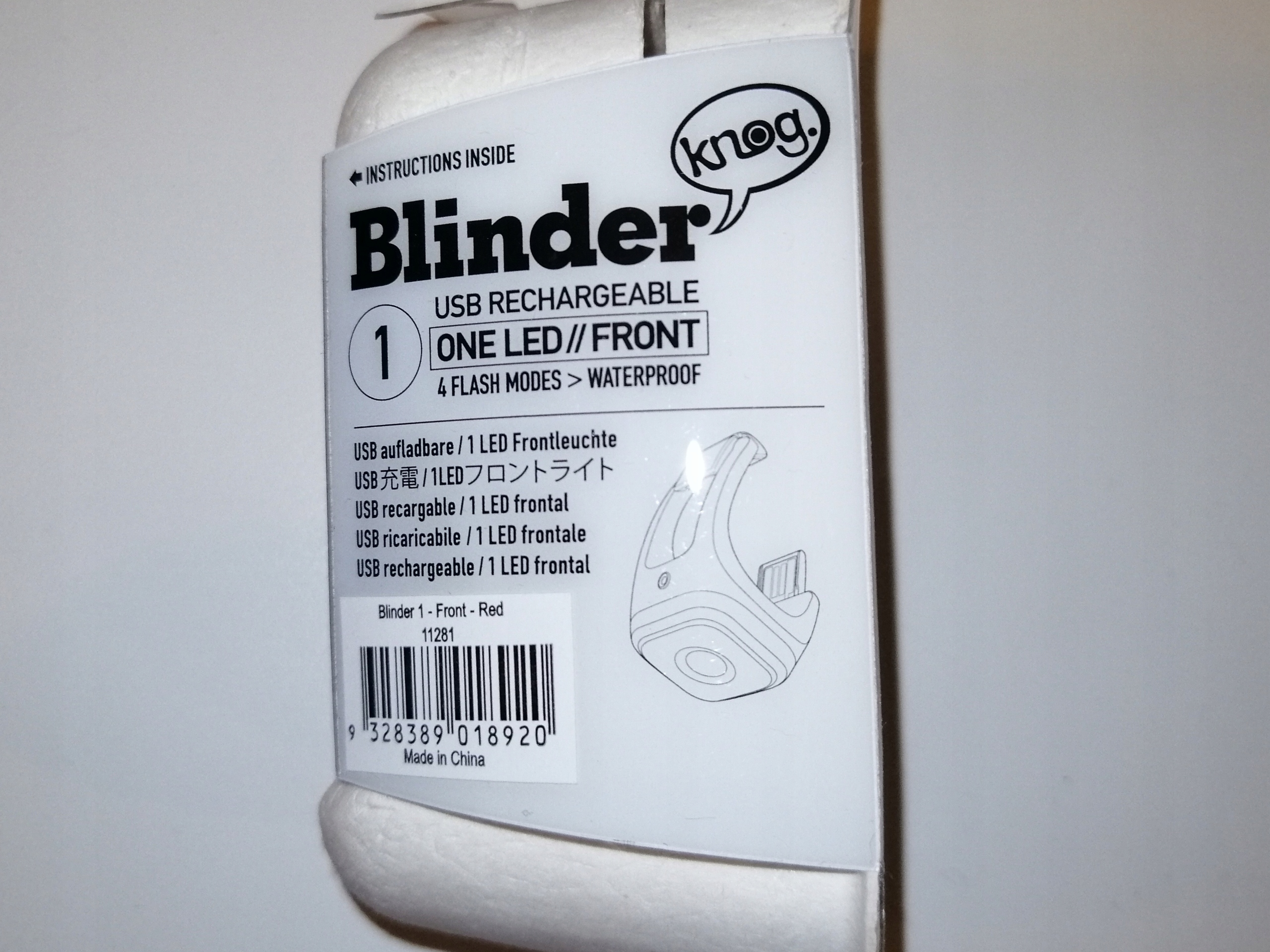 LAMPKA PRZÓD KNOG BLINDER 1 USB RED -60% Model Blinder 1