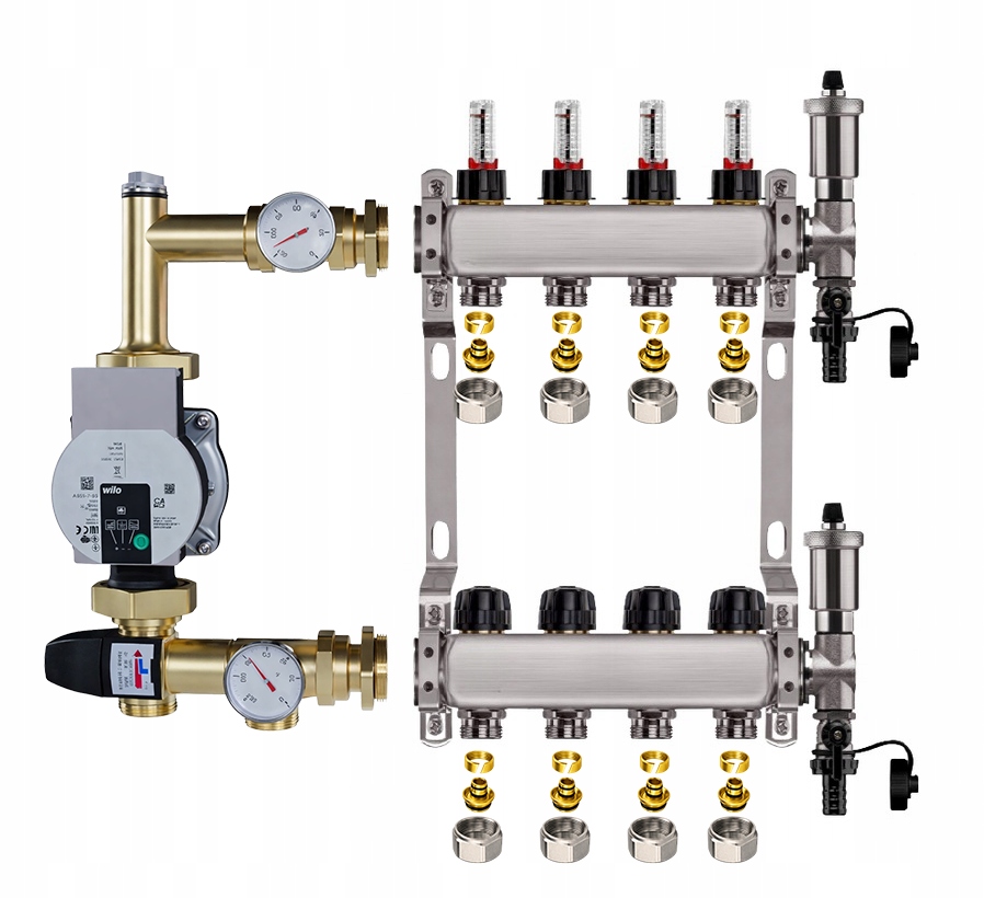 Rozdělovač pro podlahové topení 4 nerezové Čerpadlo Wilo Pex
