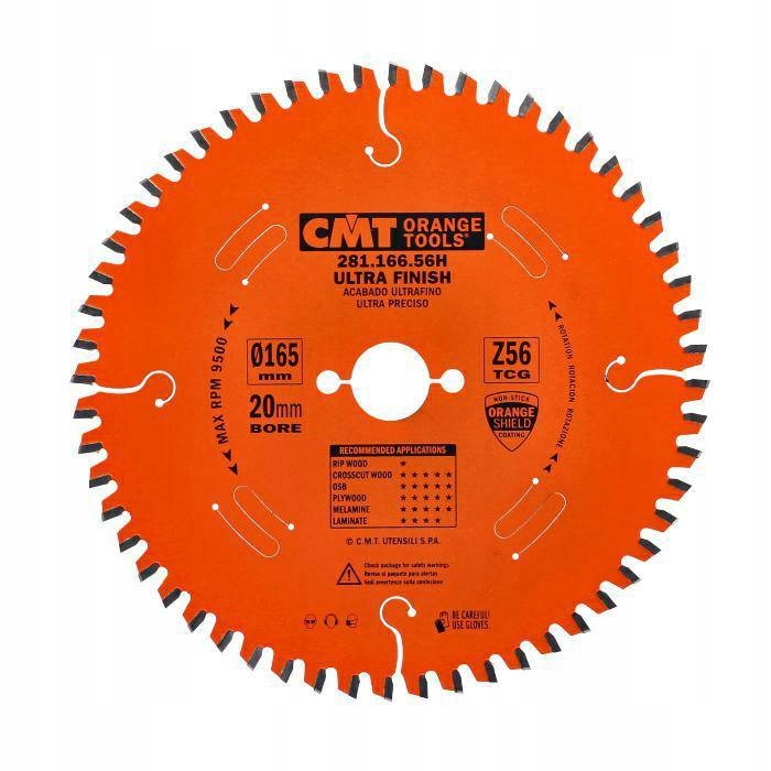 Cmt Piła do laminatów laminatu i płyty wiórowej 165x20 mm 56Z 281.166.56H
