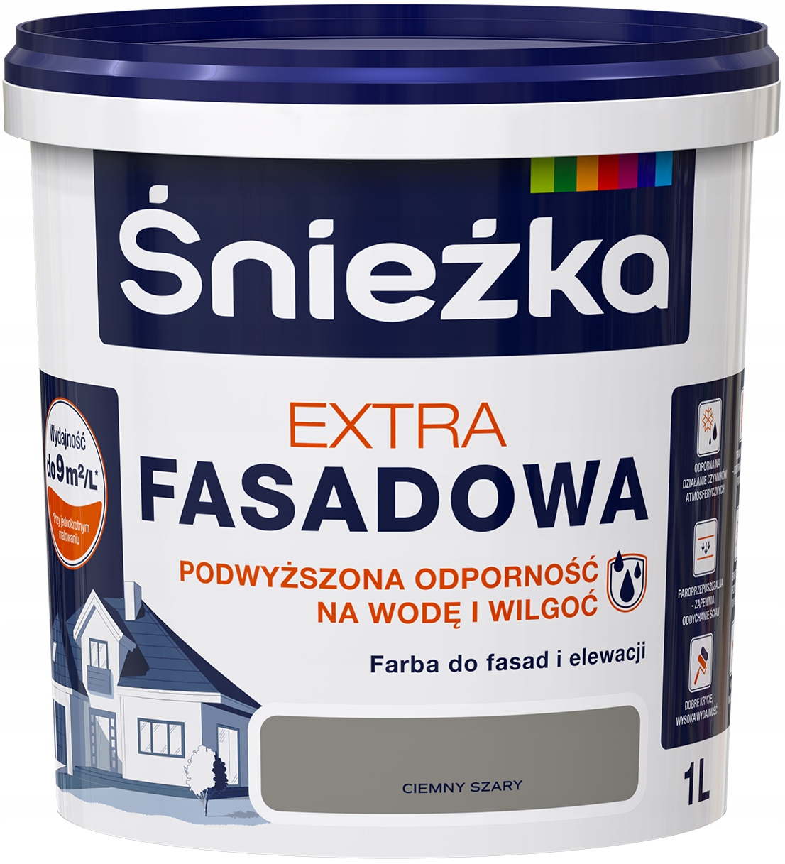 FARBA ŚNIEŻKA ExTRA FASADOWA CIEMNY SZARY 1L