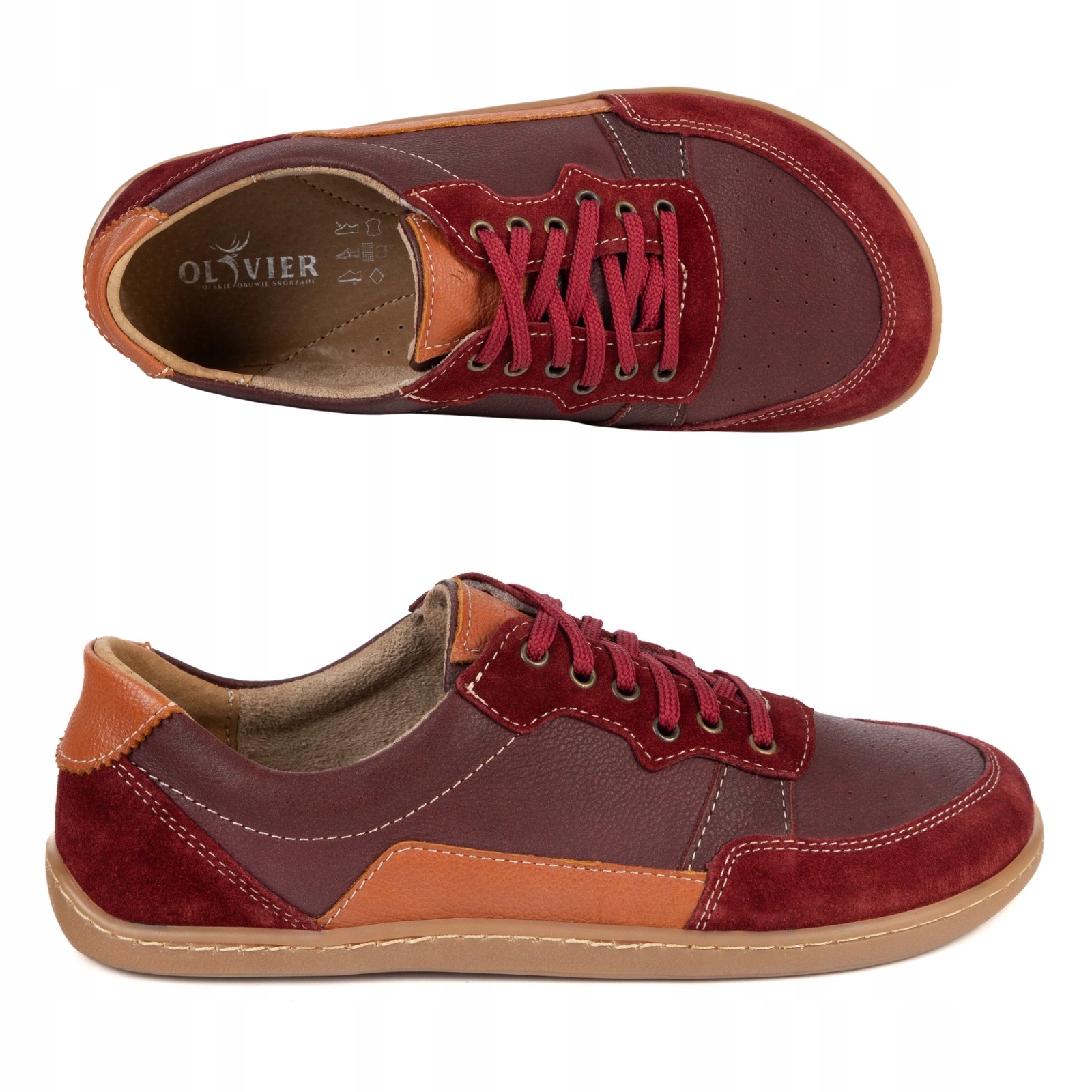 Buty Barefoot damskie skórzane Alma miejskie casual zero drop bordowe 42