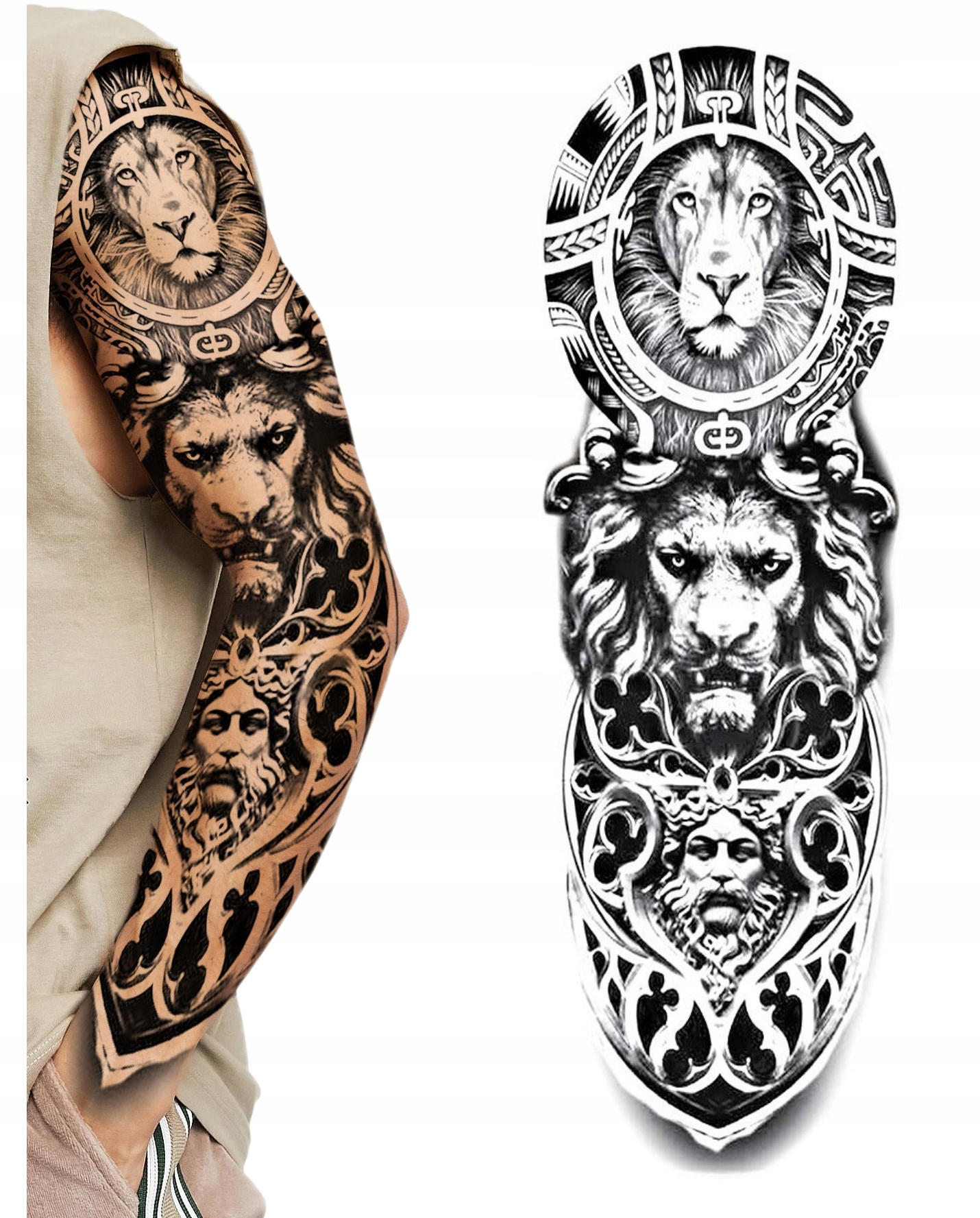 

Tatuaż Zmywalny Tymczasowy Rękaw lew tygrys