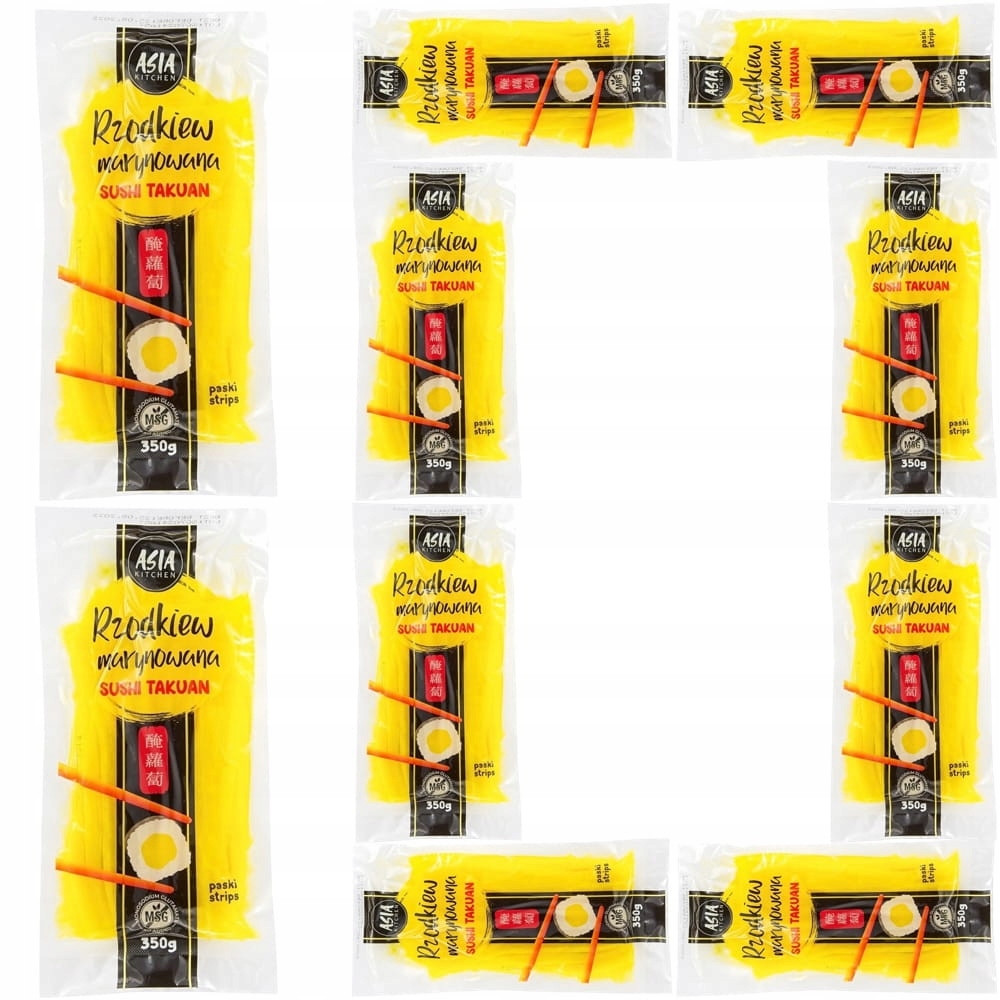 10x Żółta Rzodkiew Do Sushi Radish Oshinko Takuan Daikon Cięta Krojona 350g