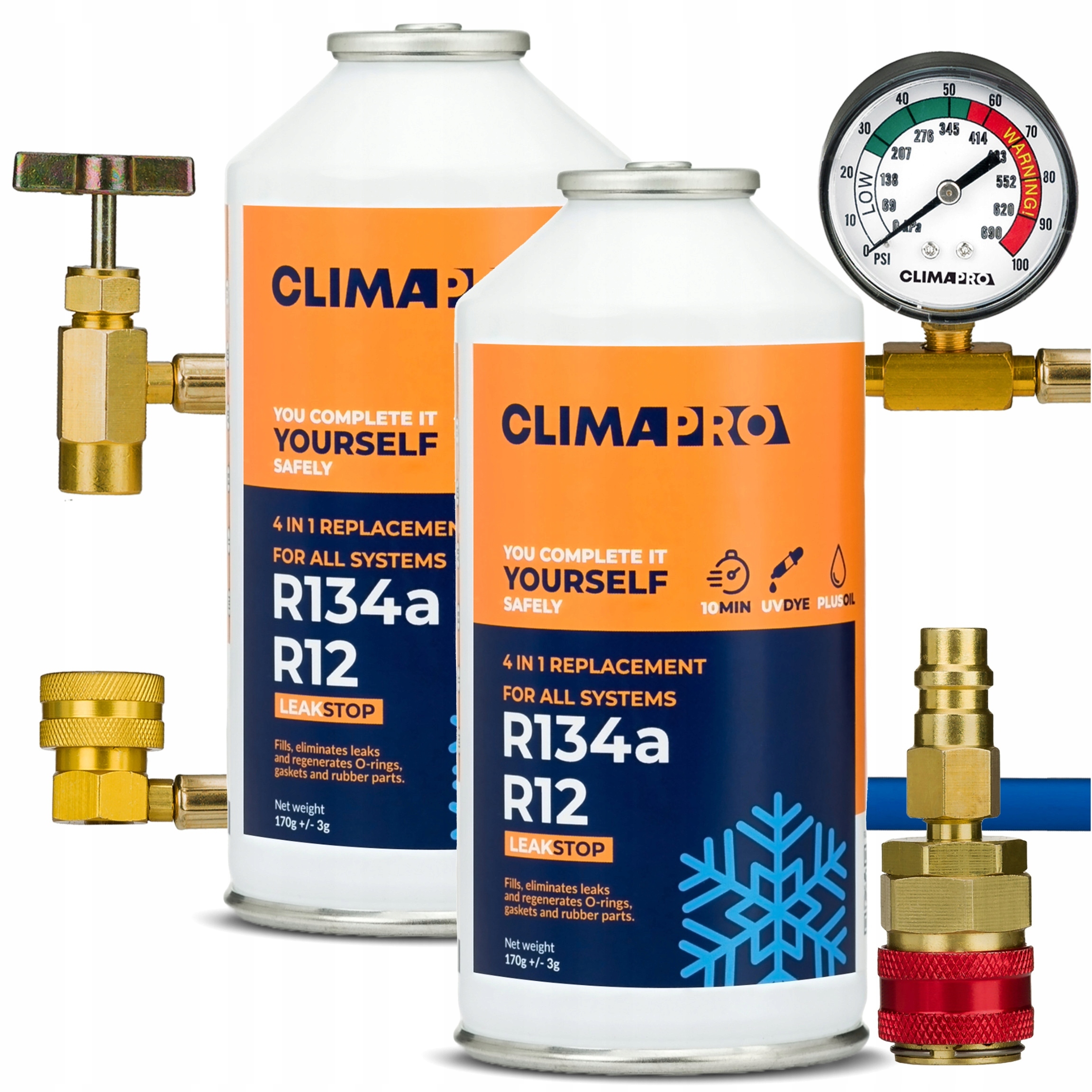 Plyn Do Klimatizace Aut Z R134A Sada 2x Činidlo Těsnění Hadice Adaptér