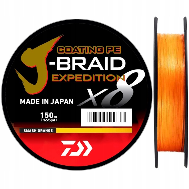 Plecionka Daiwa J-Braid Expedition x8 0.10mm 6.90kg 150m Orange Spinning