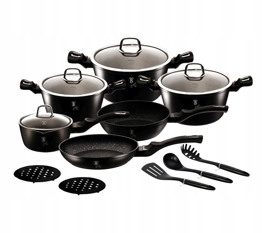 Súprava hrncov Berlinger Haus Metallic Black SilveR 15 ks BH-6155