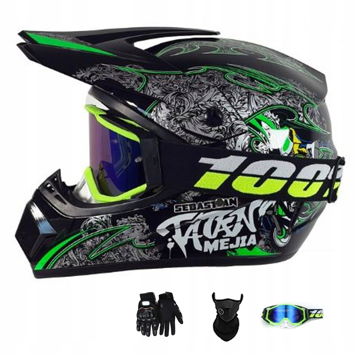 Motocyklová Přilba Lehká Enduro Quada Brýle Rukavice Maska M