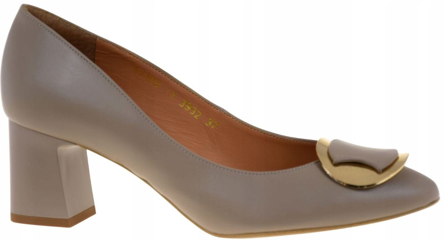 Elegantní dámské kožené lodičky béžové na podpatku 6 cm Anis 3932 VEL.38