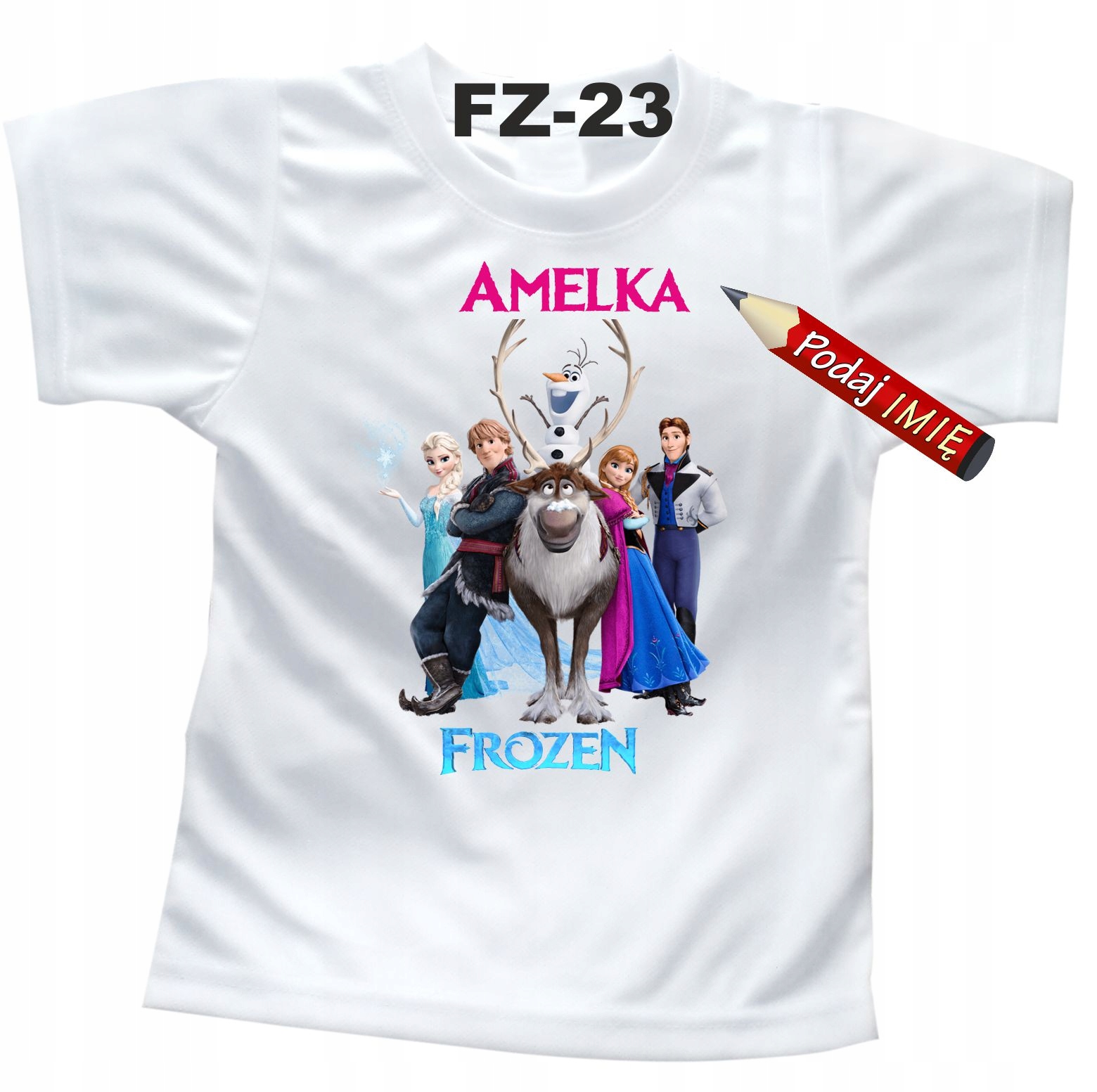 

Koszulka Kraina Lodu imię dziecka T-shirt 104 cm