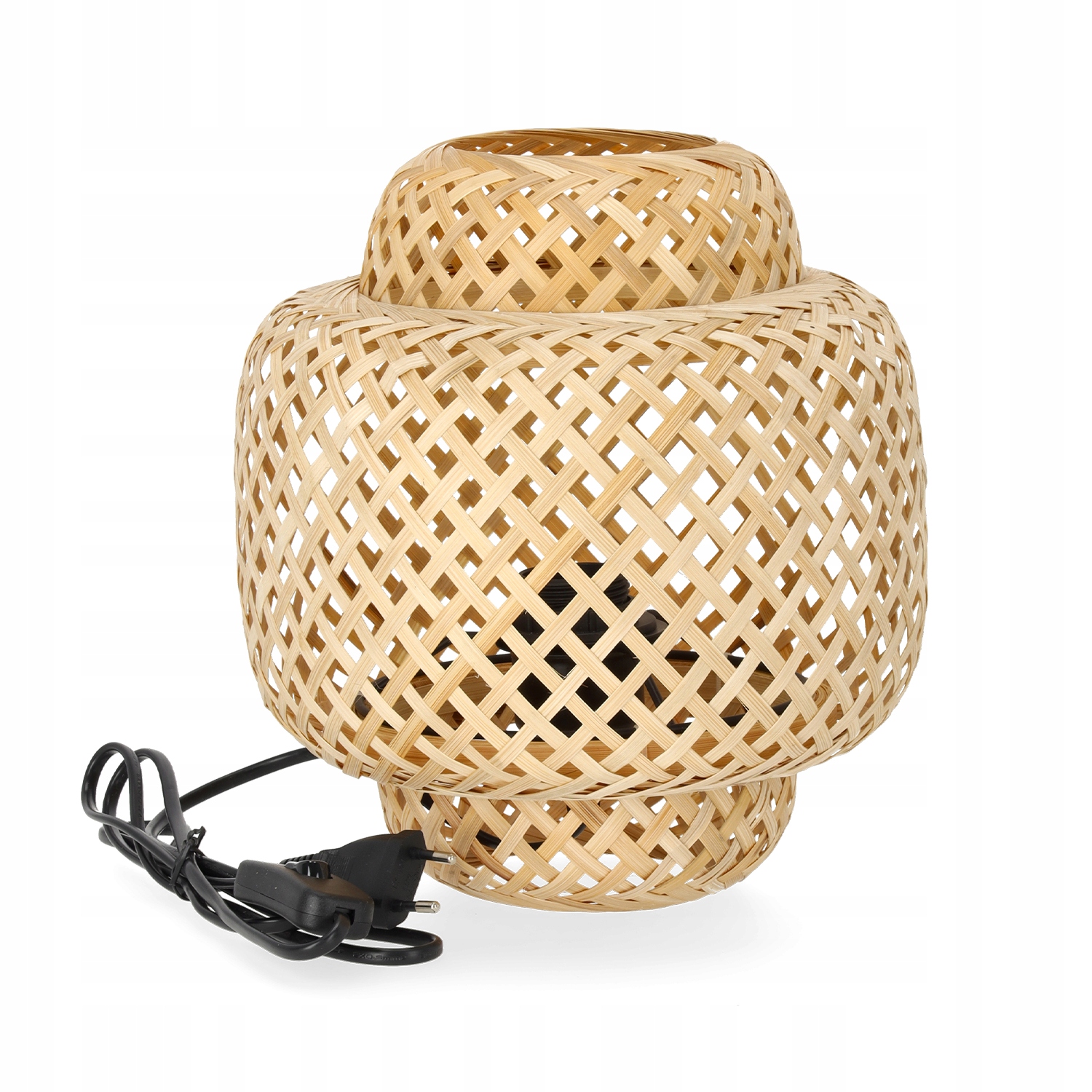 Závesná lampa Malá štýlová Boho z pleteného bambusu 22 cm prírodná 1xE27