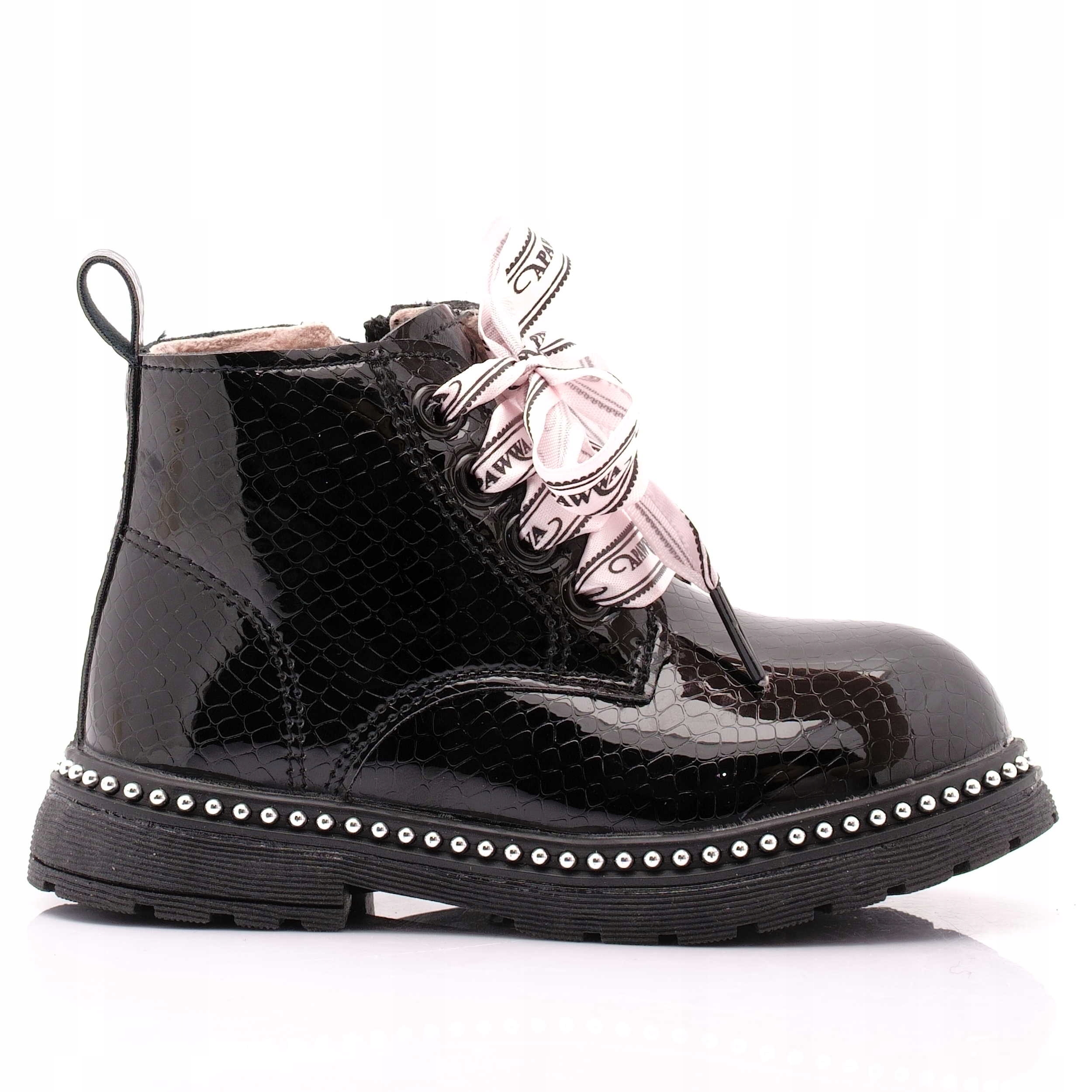 BUTY ZIMOWE DZIEWCZĘCE TRZEWIKI OCIEPLANE 30 Długość wkładki wew. 18.8 cm