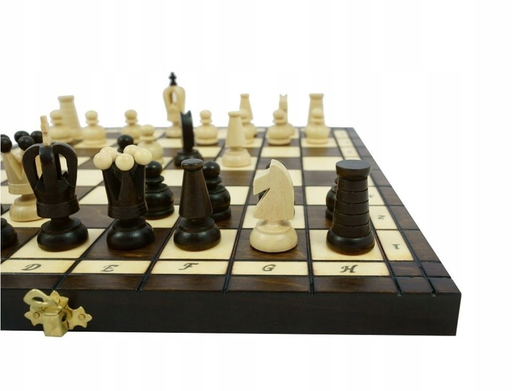 SZACHY DREWNIANE KRÓLEWSKIE 31X31 CM GRA PLANSZOWA TOWARZYSKA DLA 2 OSÓB Maksymalna liczba graczy 2