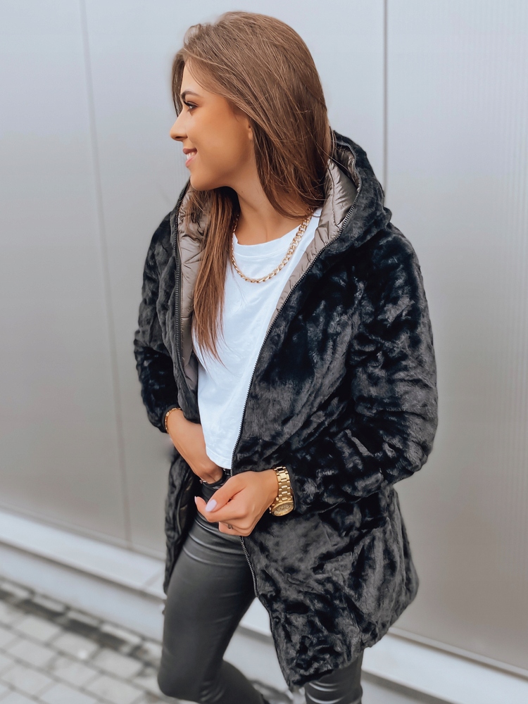 DAMSKI DWUSTRONNY PŁASZCZ/KURTKA ZIMOWA roz. XL Rękaw długi rękaw