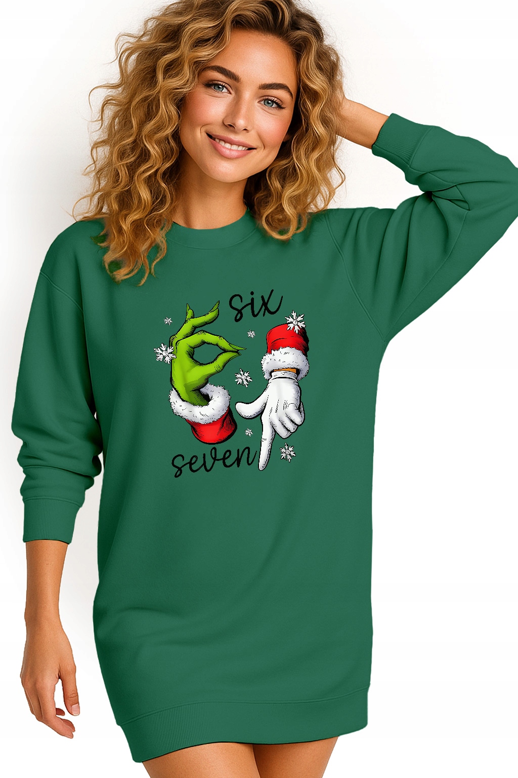 Mikina Vánoční Oversize Šaty Six Seven 67 Grinch Dárek M