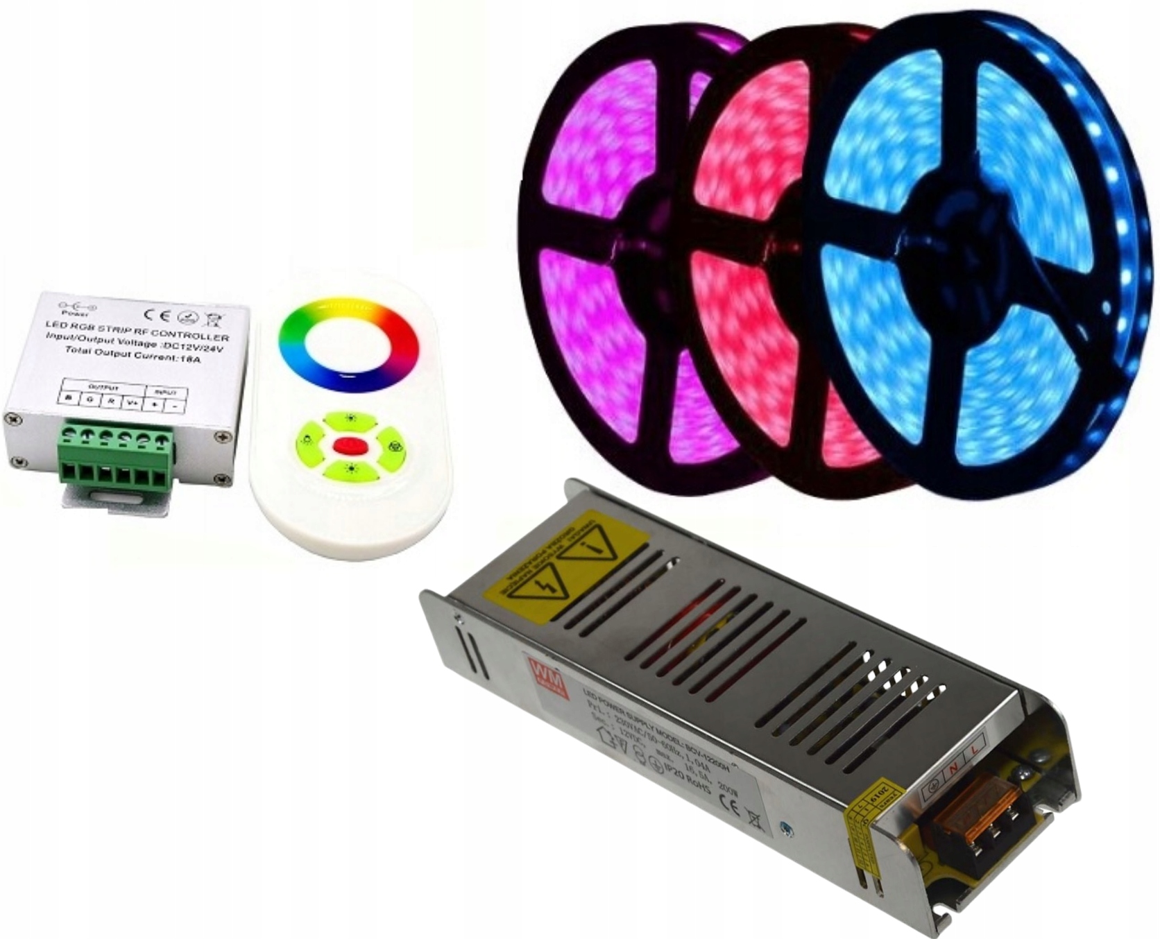 Set Led pásek 300 Rgb 5050 IP68 ovladač 15 m