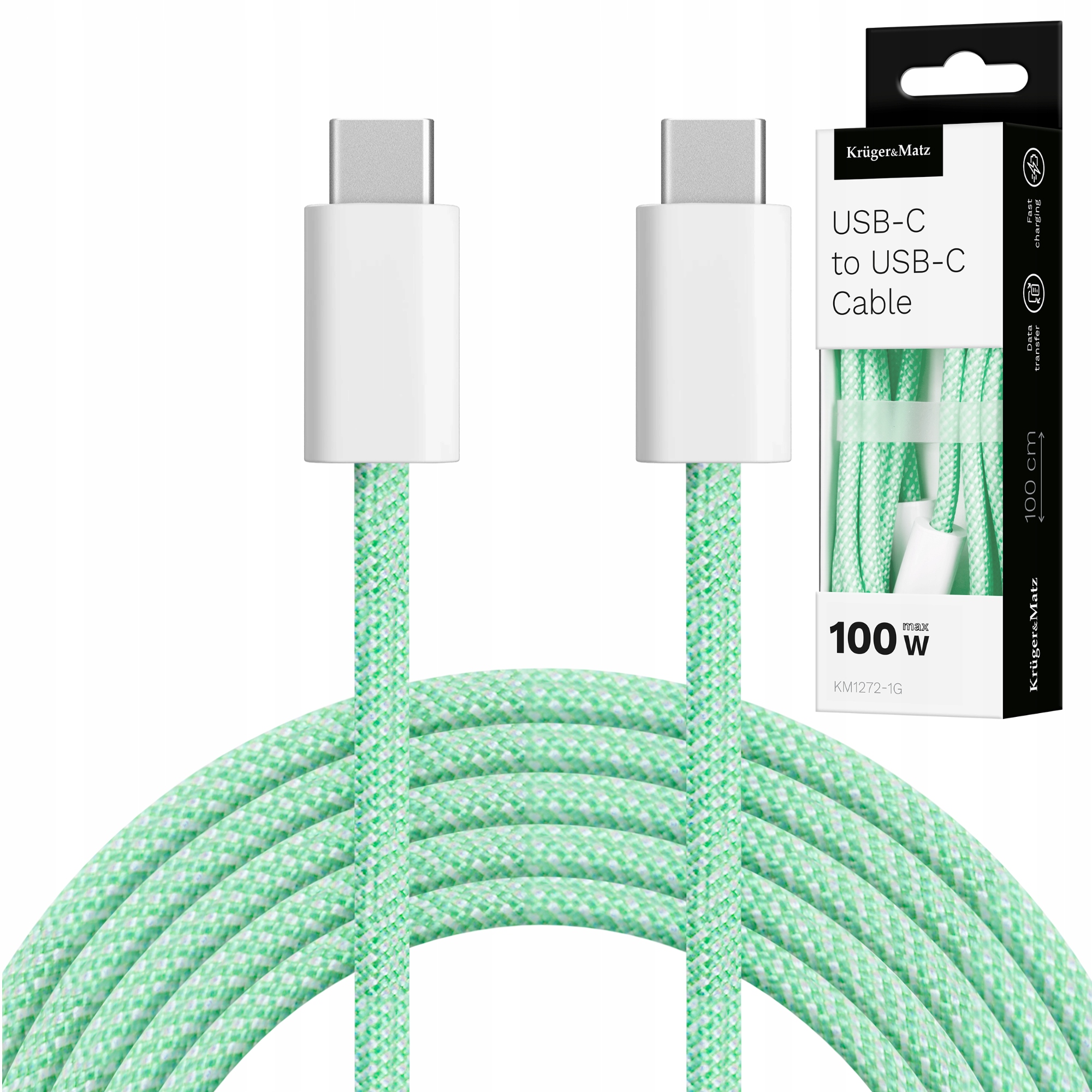 Kabel Usb typu C Usb typu C 100 W 1 m zielony Kruger&Matz Basic