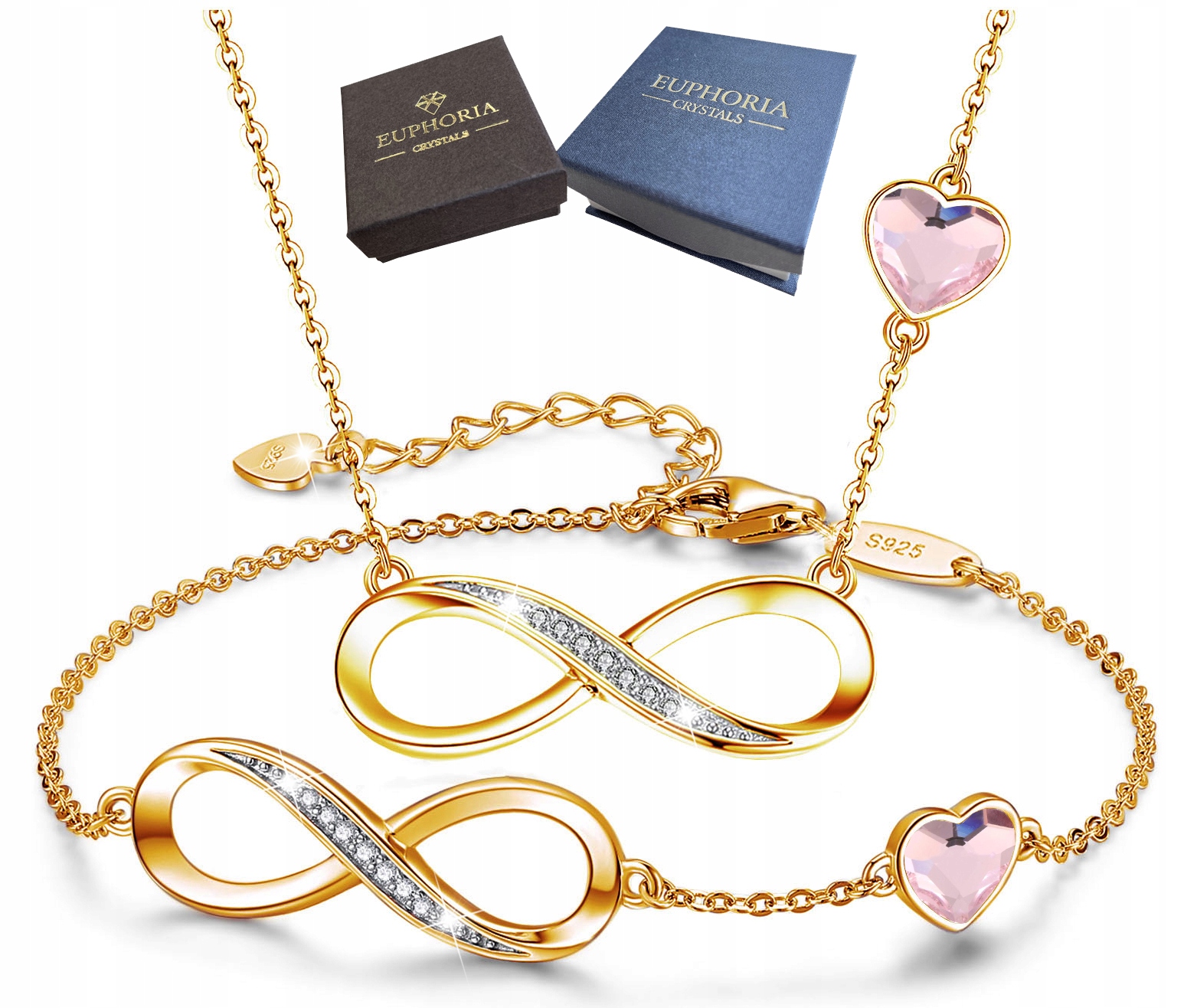 Zlatý komplet šperků Zirkony Stříbro 925 Dárek k narozeninám pro manželku