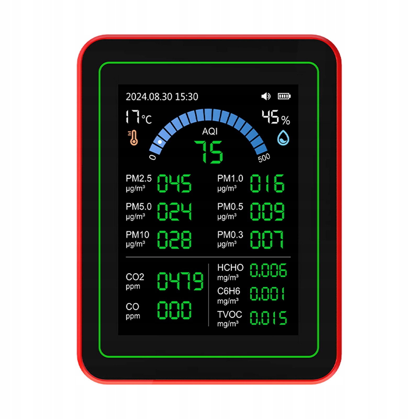 Detektor Plynu Detektor Kvality Vzduchu 18V1 CO2 Tvoc Hcho Pm Temp Himp