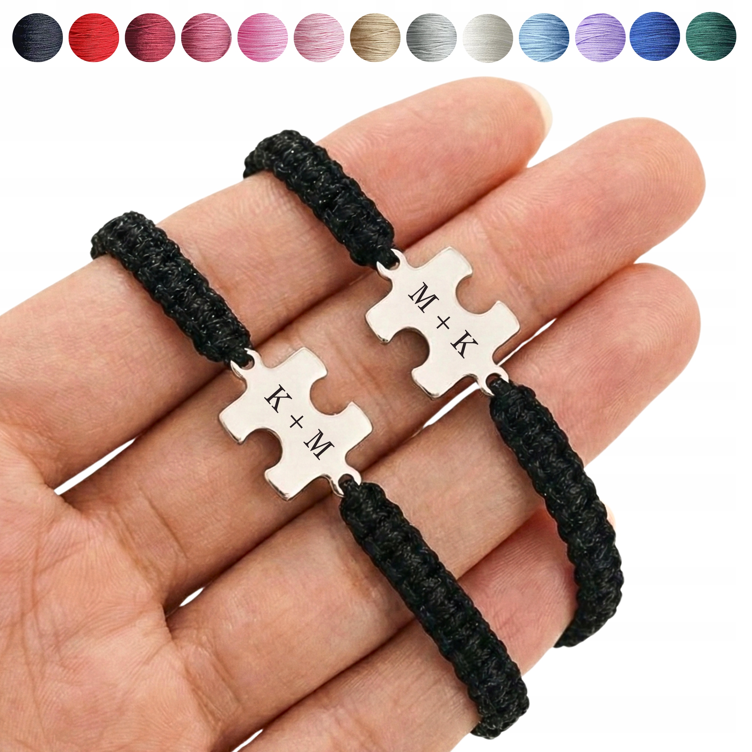 Sada stříbrných Náramky pro páry/přátelství Váš Gravírování Šňůrkové pr.925