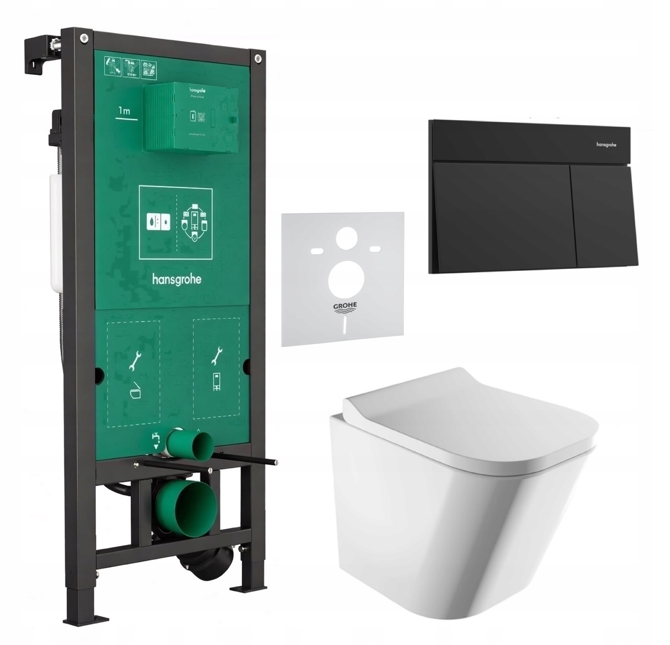 7v1 Sada Wc Stelaz Hansgrohe iFrame Wc Mísa Rim Omnires Tlačítko