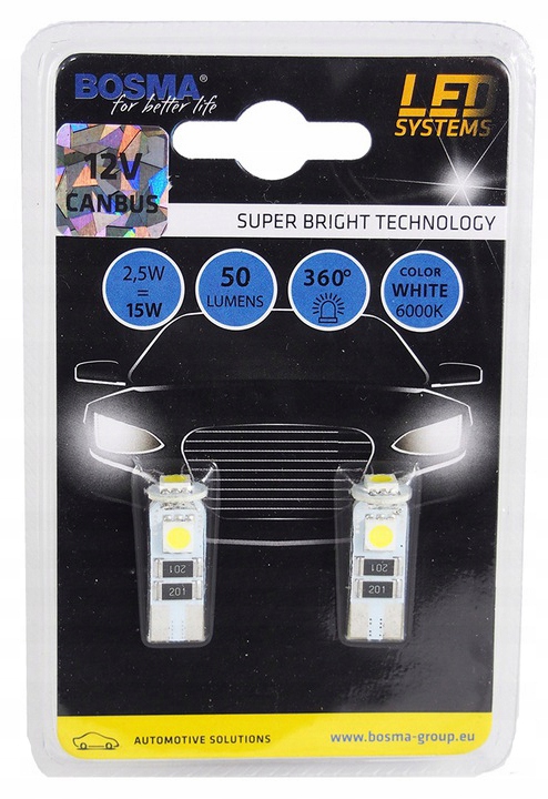 

2x Bosma Led Żarówka T10 3xLED Smd 12V