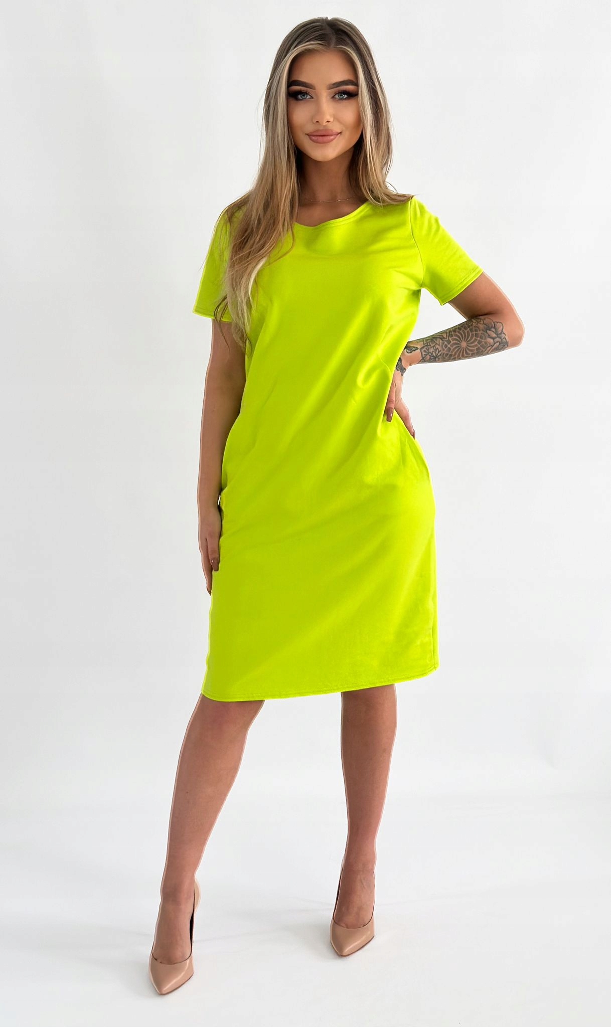 LIMONKOWA BAWEŁNIANA SPORTOWA SUKIENKA Z KIESZENIAMI M - 4XL KOLORY Rozmiar 46