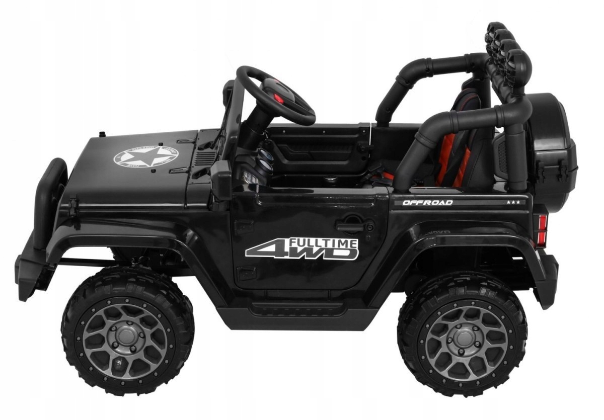 Auto Terenowe Full Time 4WD dla dzieci Czarny + Napęd 4x4 + Pilot + Audio L Kolor Czarny