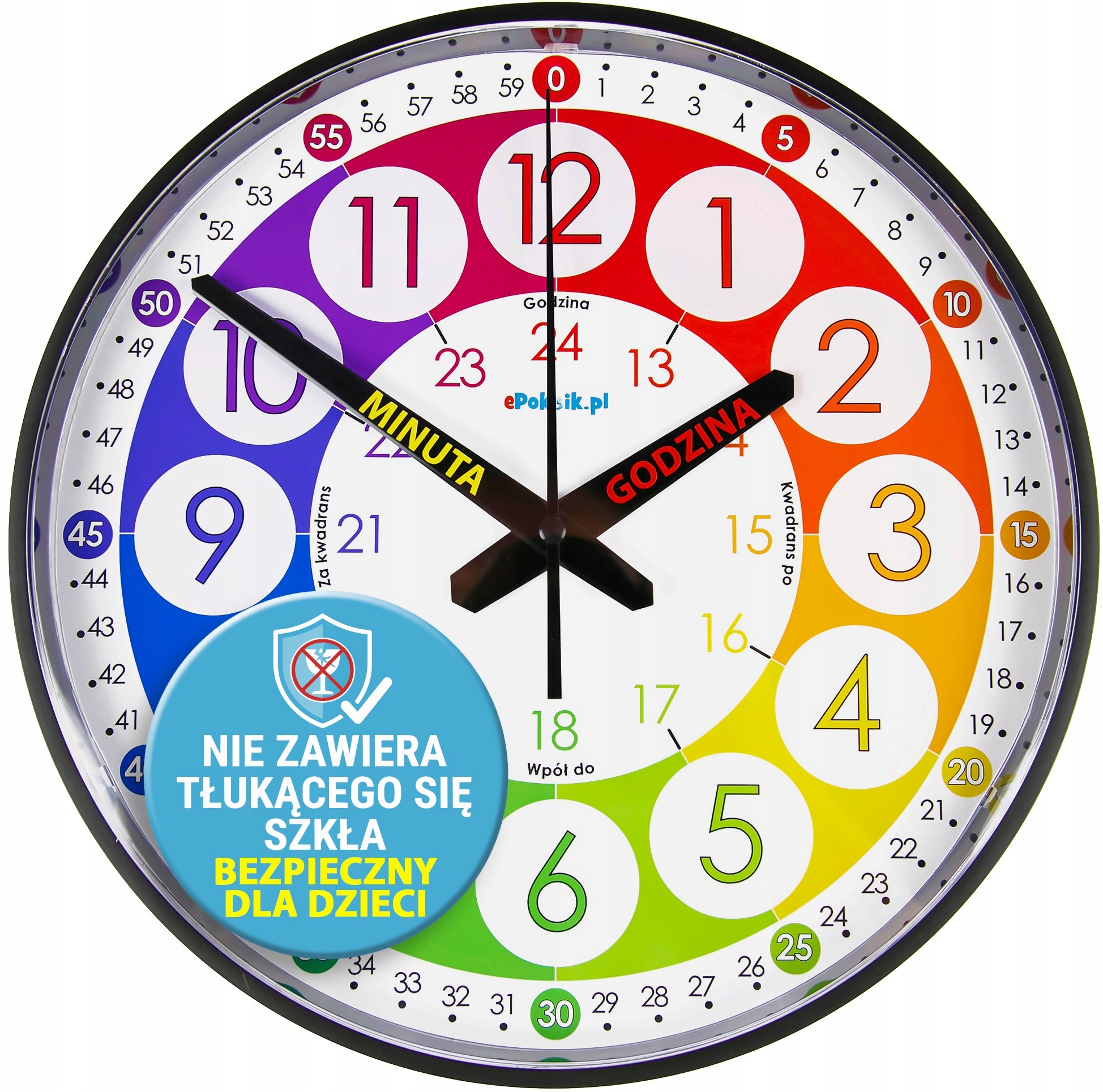 Zegar edukacyjny dla dzieci do nauki godzin Nauczyciel czasu 28 cm G12
