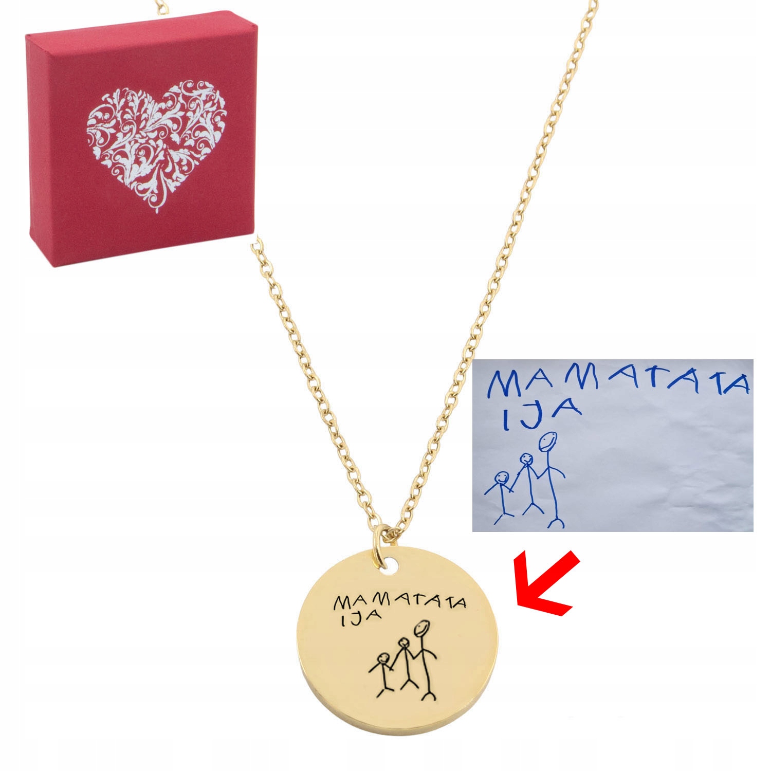 

Naszyjnik Stal grawer Rysunek Dziecka Twój