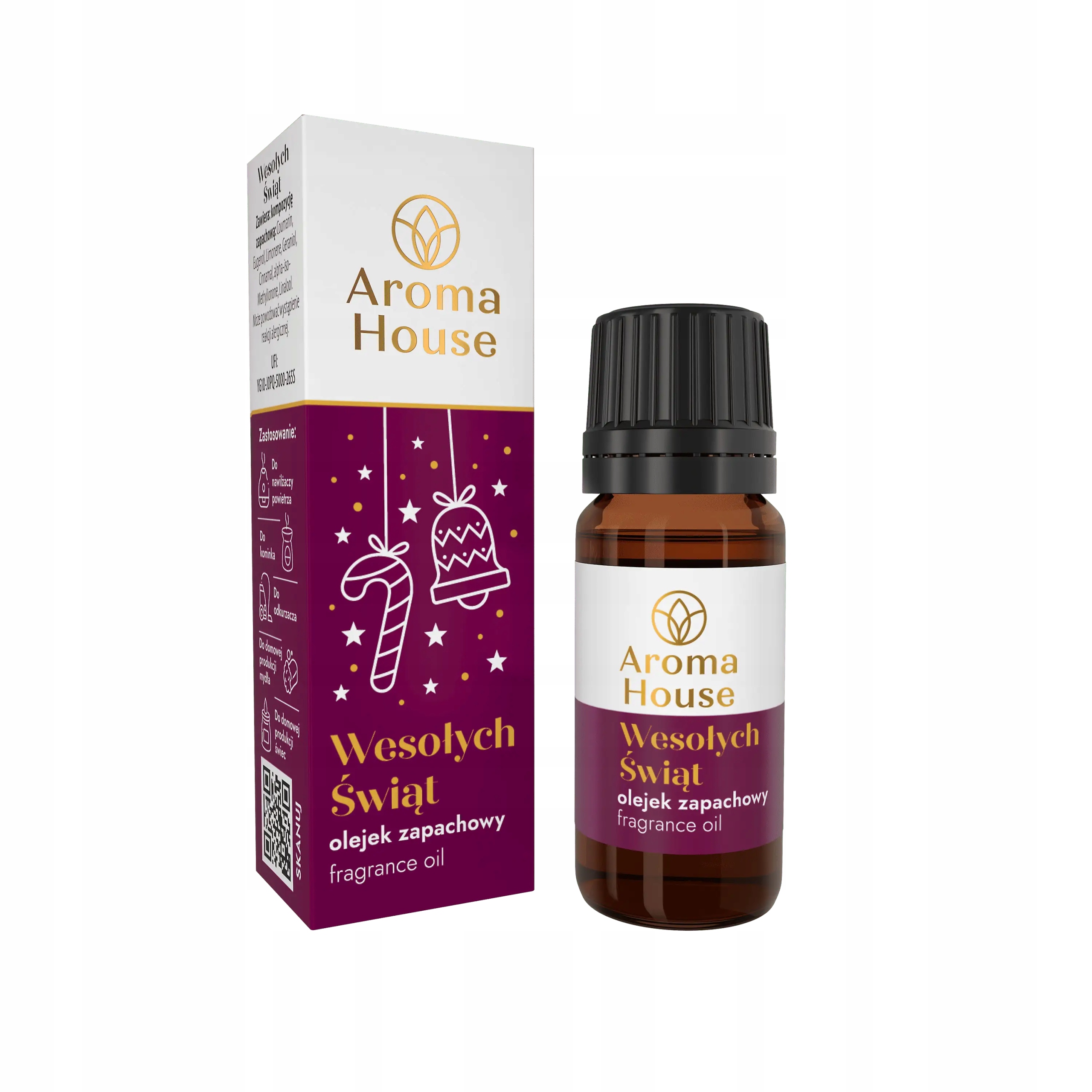 OLEJEK ŚWIĄTECZNY WESOŁYCH ŚWIĄT 10ML AROMA HOUSE DO KOMINKÓW ŚWIEC WOSKÓW