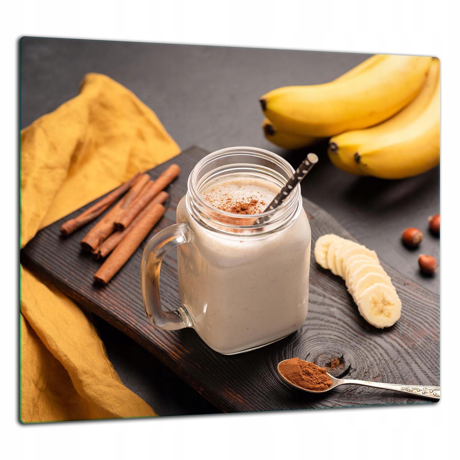 Skleněná Ochranná Deska Panel Lepidlo 65x60 Banán Lacobel 7v1