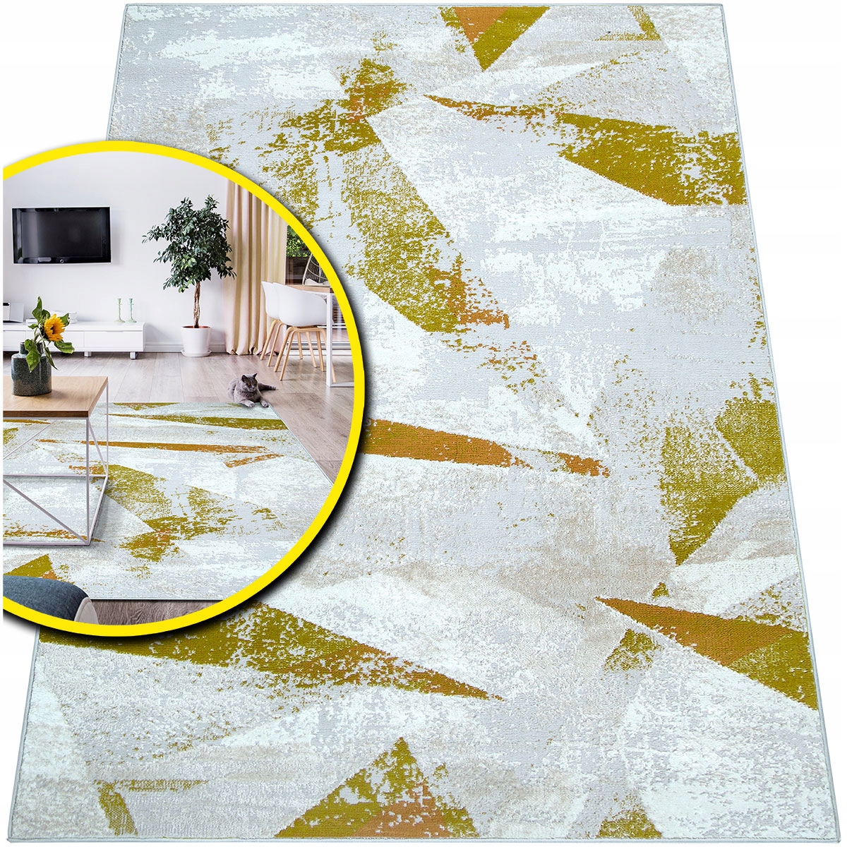 Žlutý Koberec Do Obývacího Pokoje Laila 918A Béžový Šedý Koberec Do Loftového Pokoje 160x230